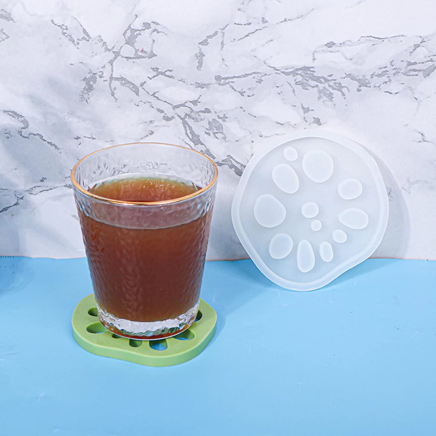 Lotus Root Coaster Silicone Mold Set - 4PCS DIY Resin Coaster Molds for Epoxy Crafts, Home Decor, and Unique Gifts