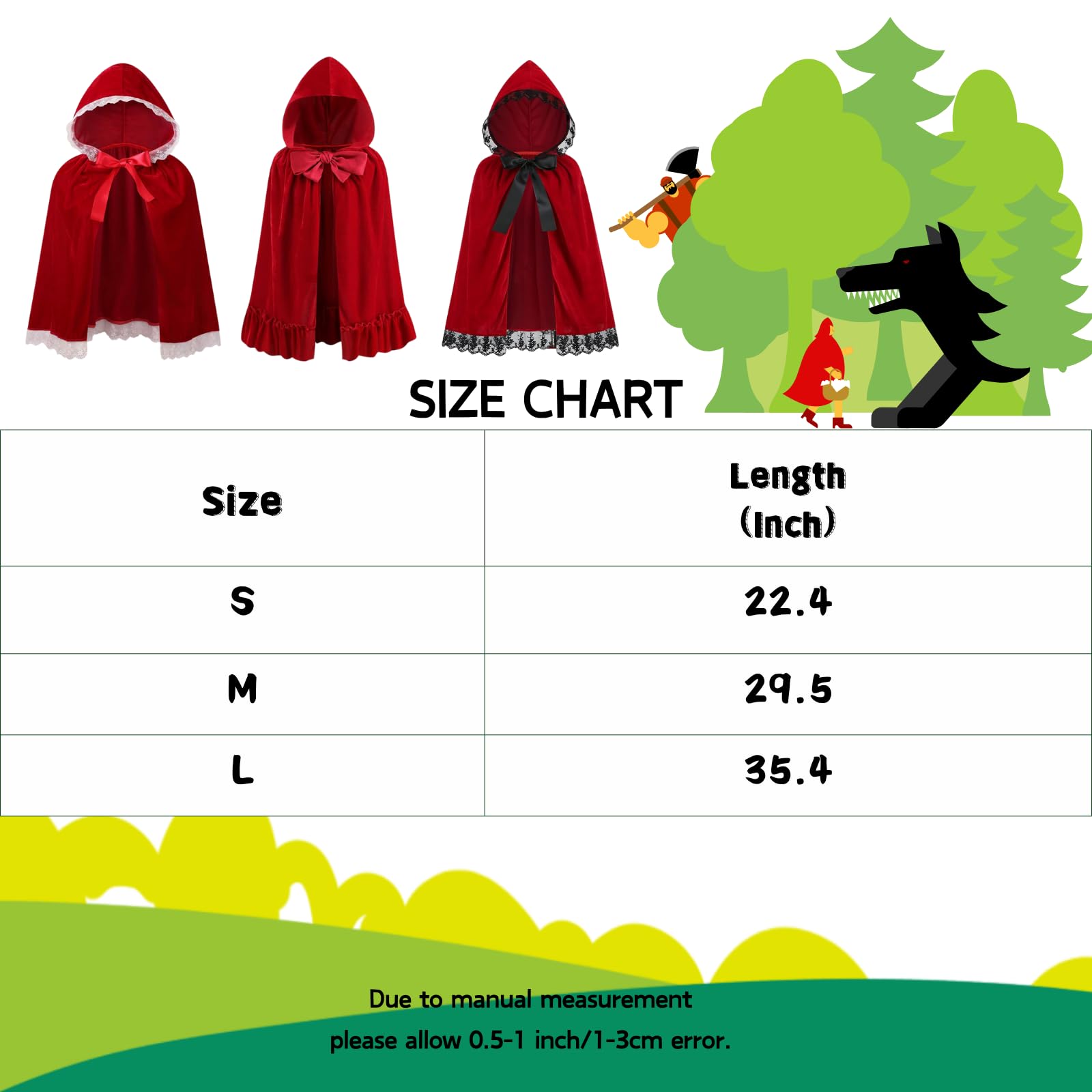 LMYOVE Little Red Riding Hood Cloak for Girls - Kids Halloween Costume & Christmas Cape - Perfect for Dress-Up, Storybook Play, and Holiday Parties