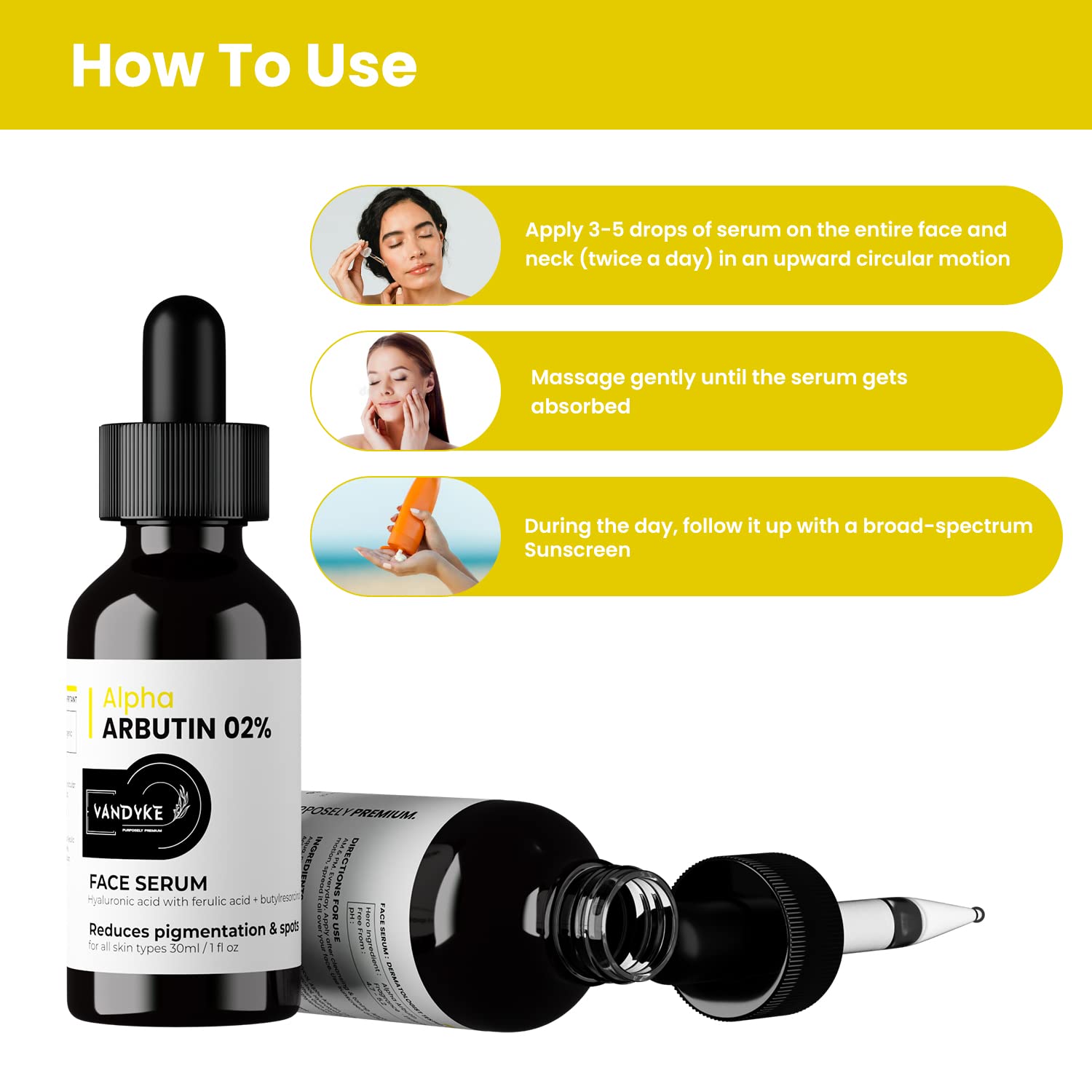 Vandyke 2% Alpha Arbutin Brightening Serum for Dark Spots, Hyperpigmentation & Acne Scars - 30ml | Skin Lightening Treatment for Face | Perfect for Daily Skincare Routine & Nighttime Use