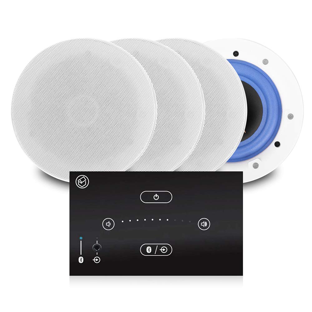 Systemline E50 Bluetooth Ceiling Speaker Kit - Wireless 4x ESCS5 Indoor Speakers with 160-200W Output for Home Theater, Background Music & Multi-Room Audio System