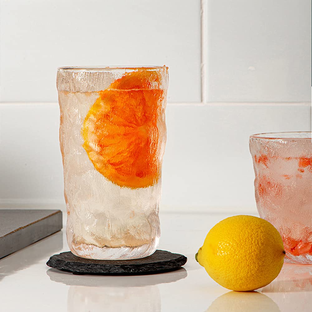 2-Pack Clear Glass Tumblers - 13.5oz & 10oz Drinking Glasses for Tea, Coffee, Juice - Perfect for Home, Office or Cafe Use