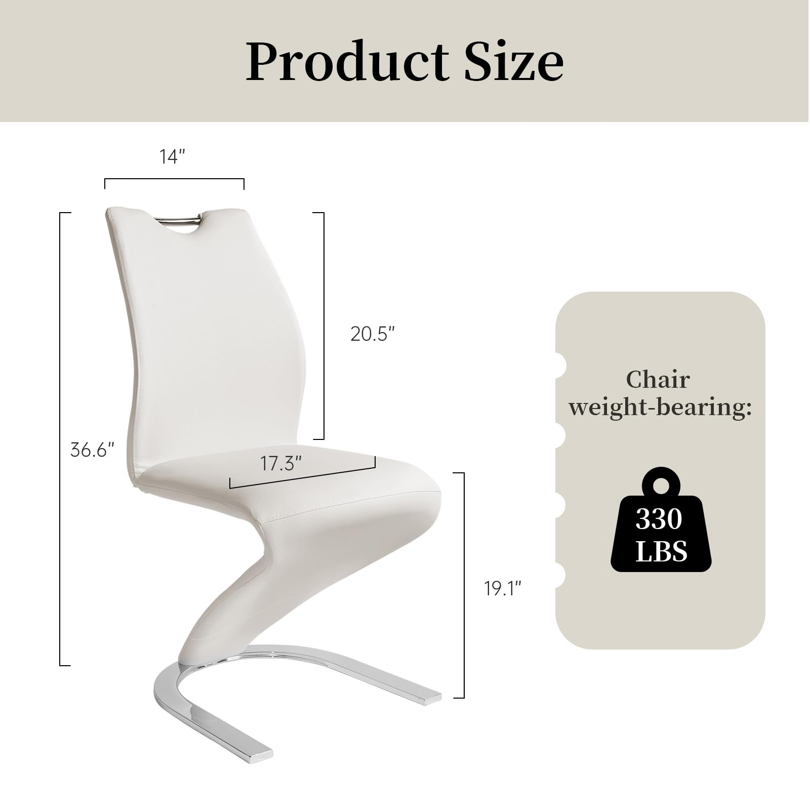 4 White Mermaid Dining Chairs Set - Modern PU Leather Upholstered Armless Side Chairs with Sturdy Metal Legs for Kitchen & Dining Room | Elegant Seating for Home, Restaurant, and Office Use