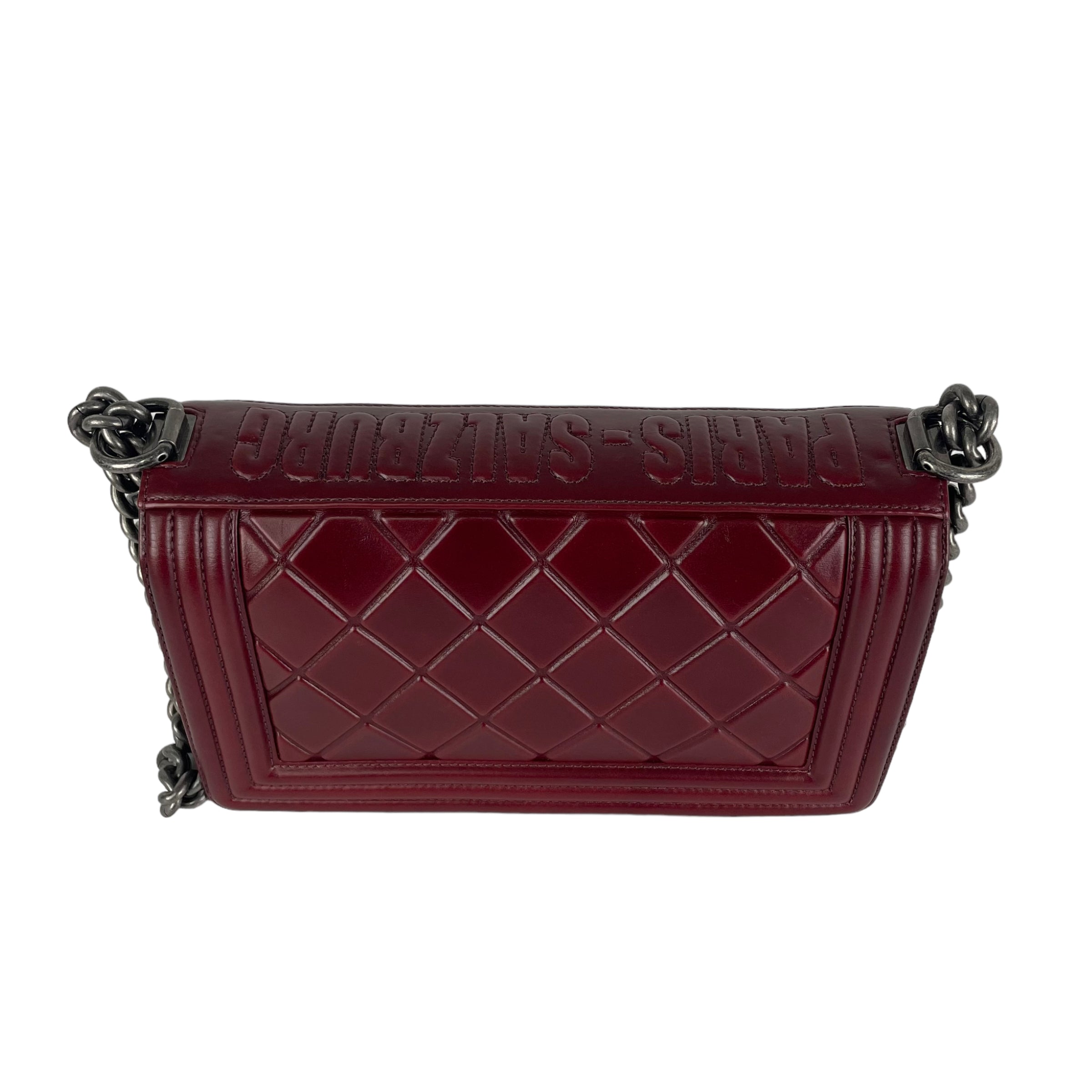 Chanel Old Medium Boy Bag in Burgundy Leather - Luxury Crossbody Handbag for Women, Perfect for Evening Events & Date Nights