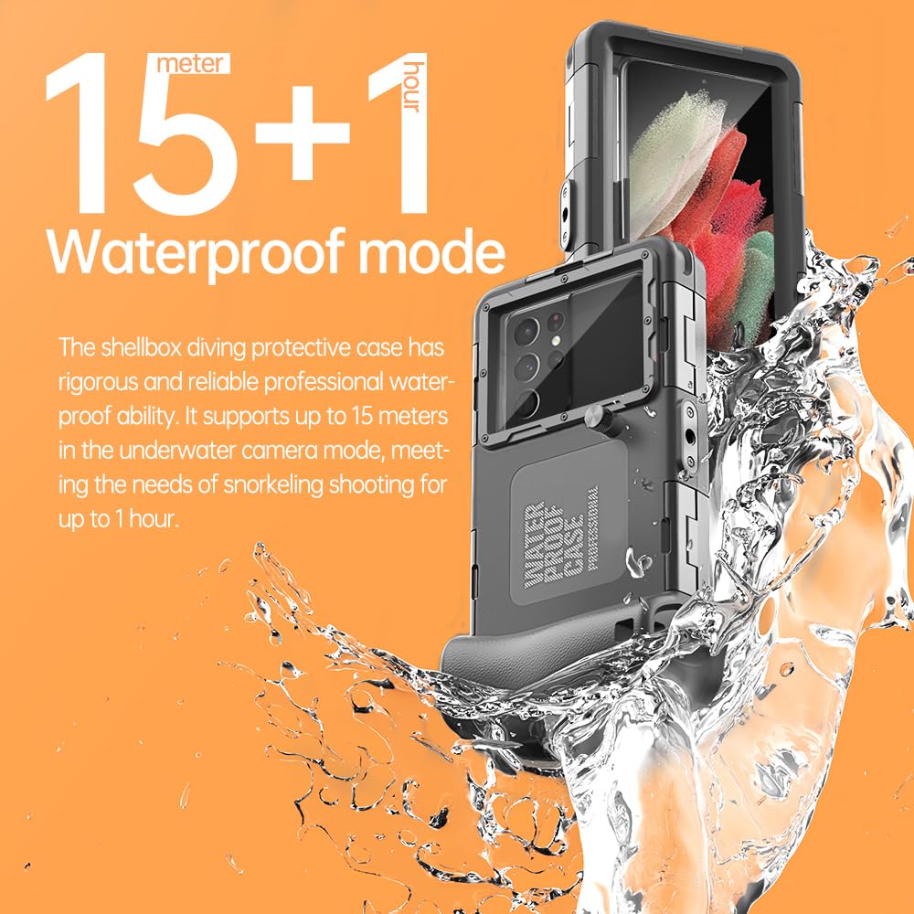 Professional 50ft Waterproof Phone Case for iPhone 16/15/14/13/12/11 Pro Max & Samsung Galaxy S25/S24/S23 Ultra/Plus - Underwater Photography & Snorkeling/Diving Protection (Black) - Perfect for Beach Vacations, Pool Parties & Marine Adventures