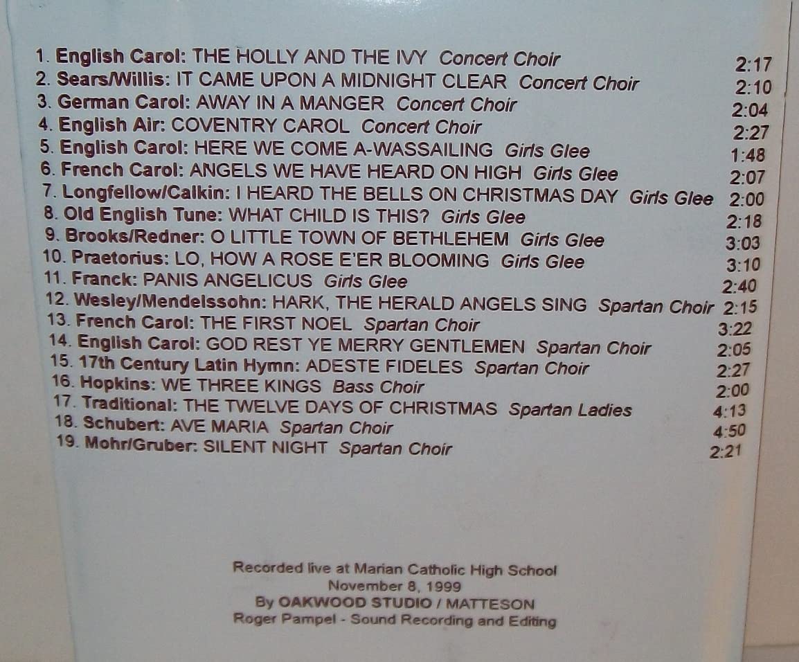 Marian Catholic High School Choir Christmas Album - Classic Holiday Carols & Songs for Festive Gatherings, Family Celebrations & Seasonal Cheer