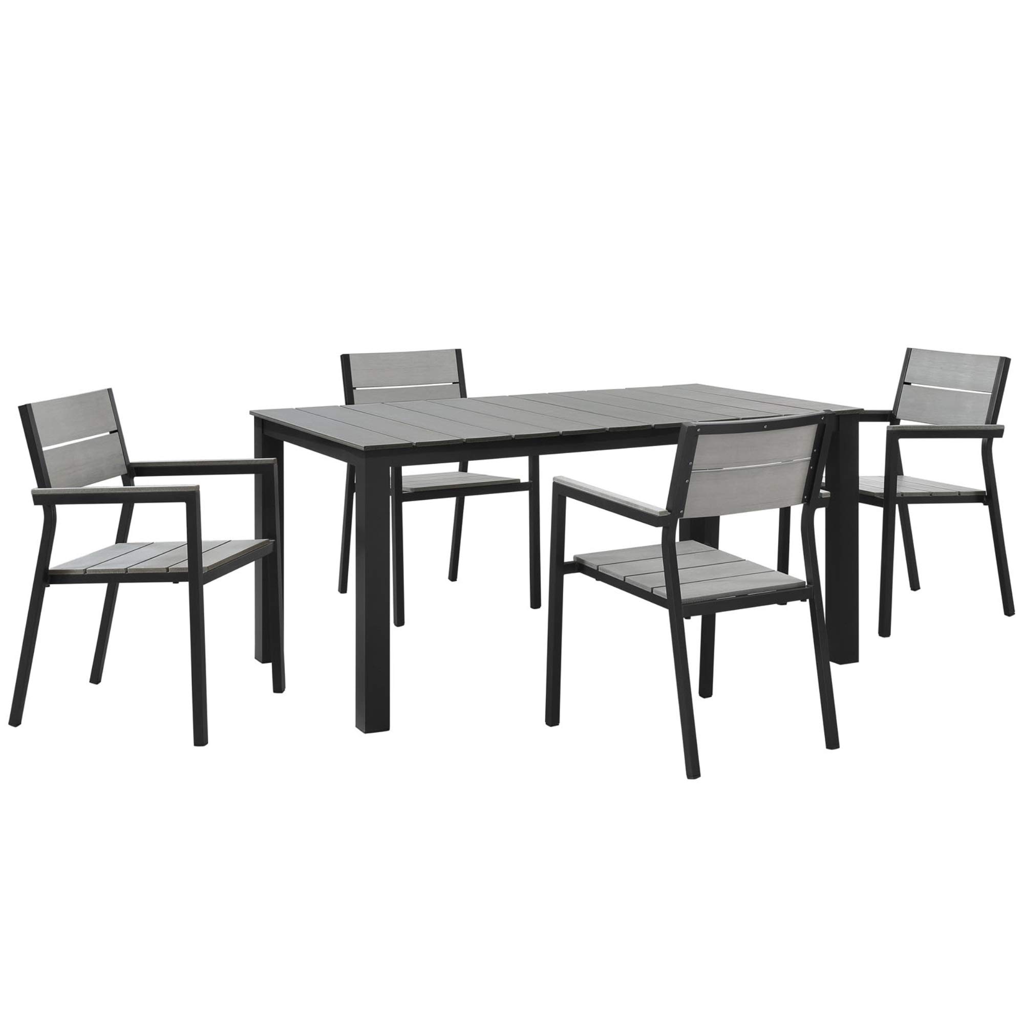 Ergode Maine 5-Piece Outdoor Patio Dining Set - Durable Synthetic Wood Grain Table & Chairs with Aluminum Frame - Modern Patio Furniture for Backyard, Garden, Poolside & Deck Dining