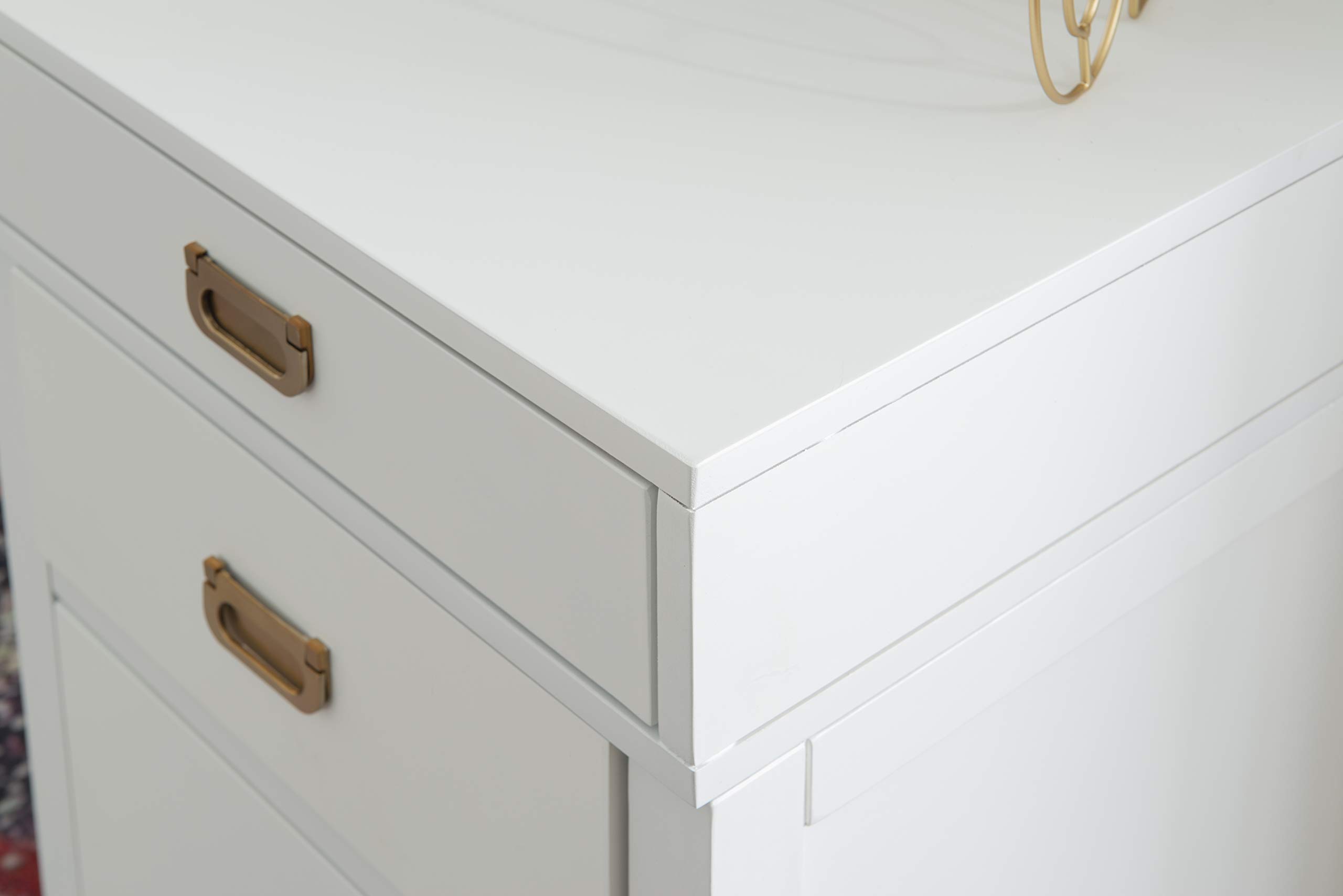 Linon Modern Classic Storage Sadie Desk - White Side Table with Drawers for Home Office, Bedroom, or Living Room - Compact Writing Desk for Small Spaces & Workspaces