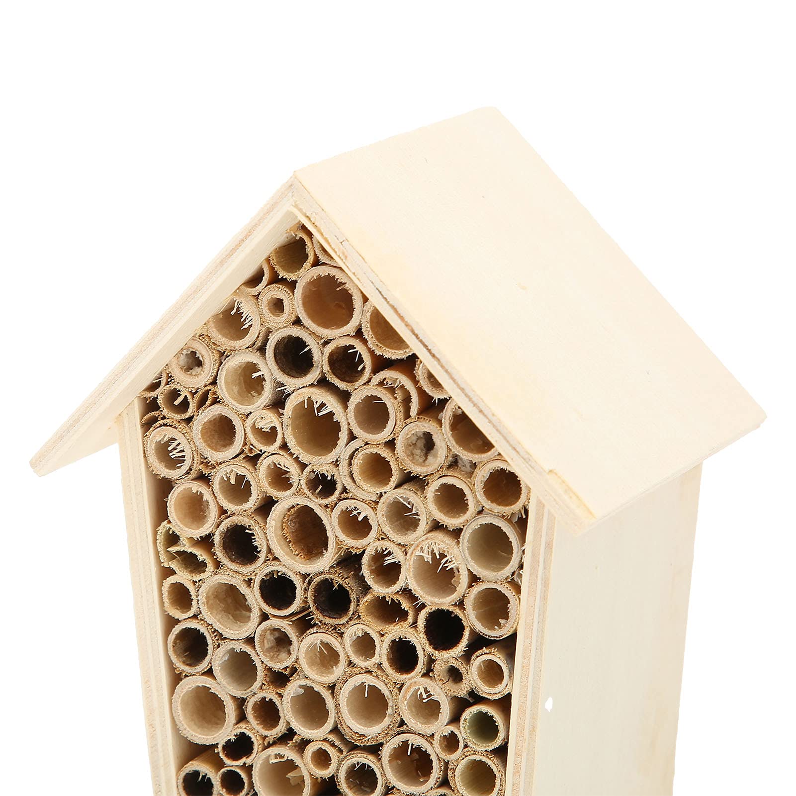 2 Pack Wooden Insect House for Bees & Butterflies - 5 Inch Natural Pollinator Hotel, Safe Bee Hive & Ladybug Shelter - Garden Decor for Outdoor, Backyard, Balcony & Wildlife Habitat