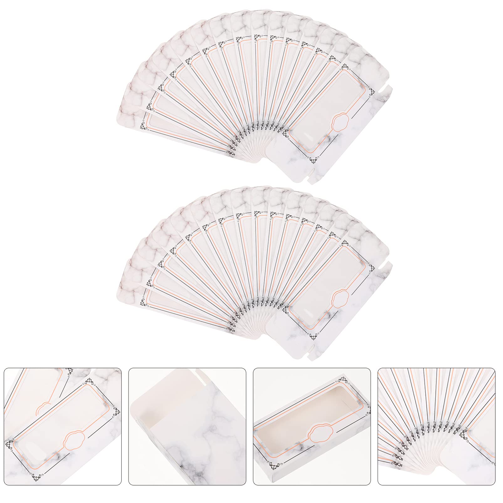 EXCLUZO 60pcs Empty False Eyelash Storage Box - Marble Pattern Paper Cardboard Case with Clear Window | Eyelash Packaging & Holder for Salon, Makeup Artists, and Personal Use
