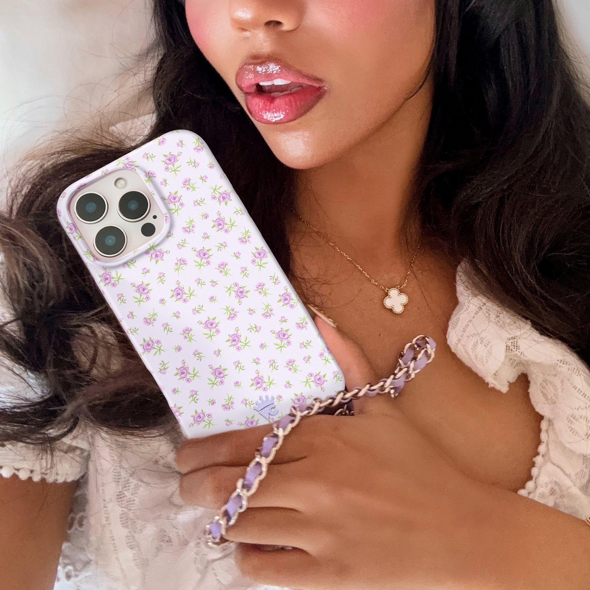 Elegant Lilac Floral iPhone Case - Slim Protective Phone Cover for iPhone 13/14/15 Pro Max - Perfect for Spring Fashion & Everyday Use