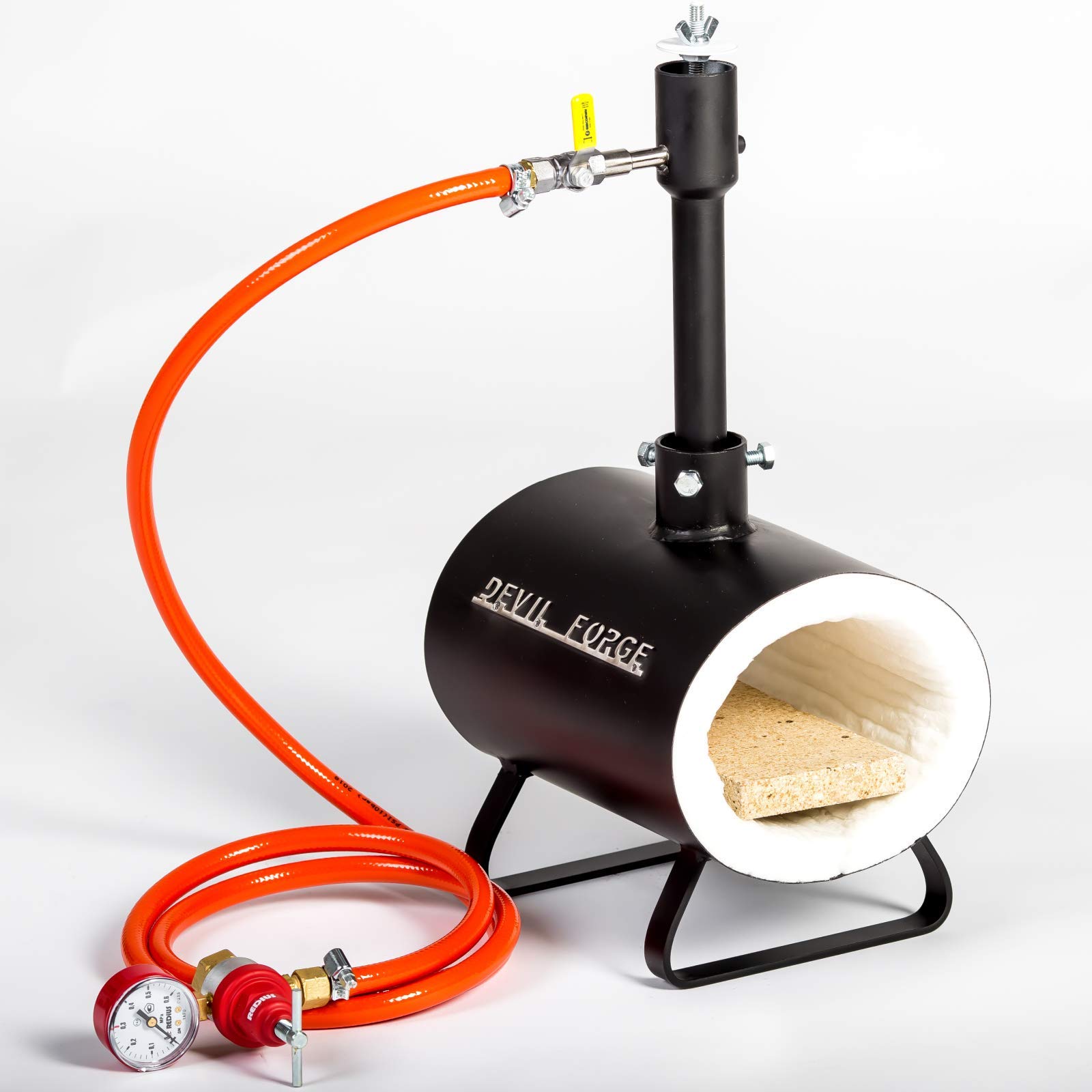 DEVIL-FORGE Propane Gas Forge DFSW - 80,000 BTU Single Burner with Gas Ball Valve & Air Choke - Professional Blacksmithing & Knife Making Tool - Reaches 2500°F/1370°C - Perfect for Farriers, Metalworking, and DIY Forging Projects