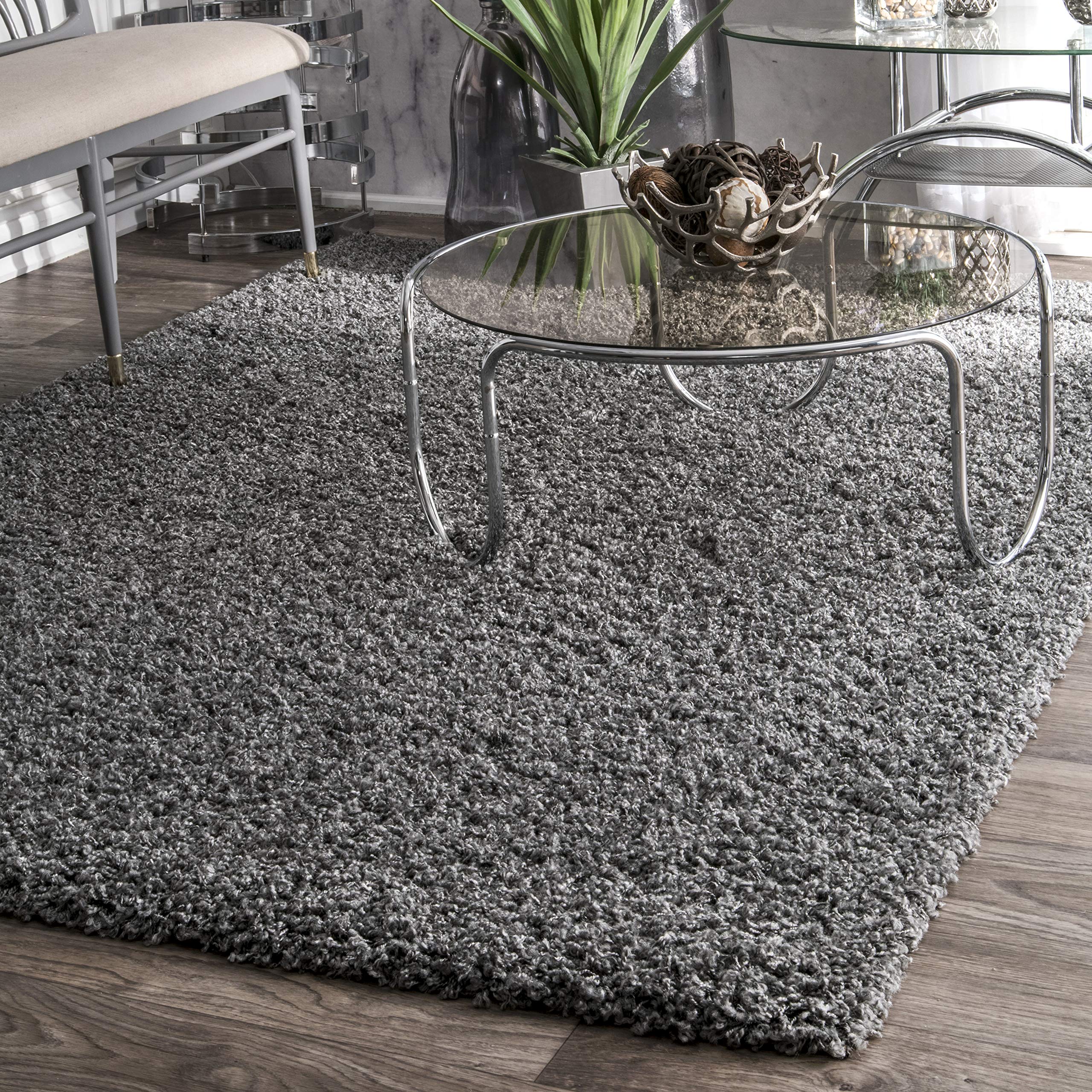 nuLOOM Marleen Contemporary Shag Area Rug 4' x 6' Grey - Soft Plush Living Room Bedroom Rug for Cozy Home Decor
