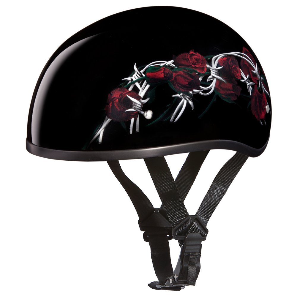 Daytona Half Skull Cap Motorcycle Helmet - DOT Approved Safety Gear for Men & Women [Multiple Graphics] | Lightweight & Ventilated for Urban Commuting & Cruising
