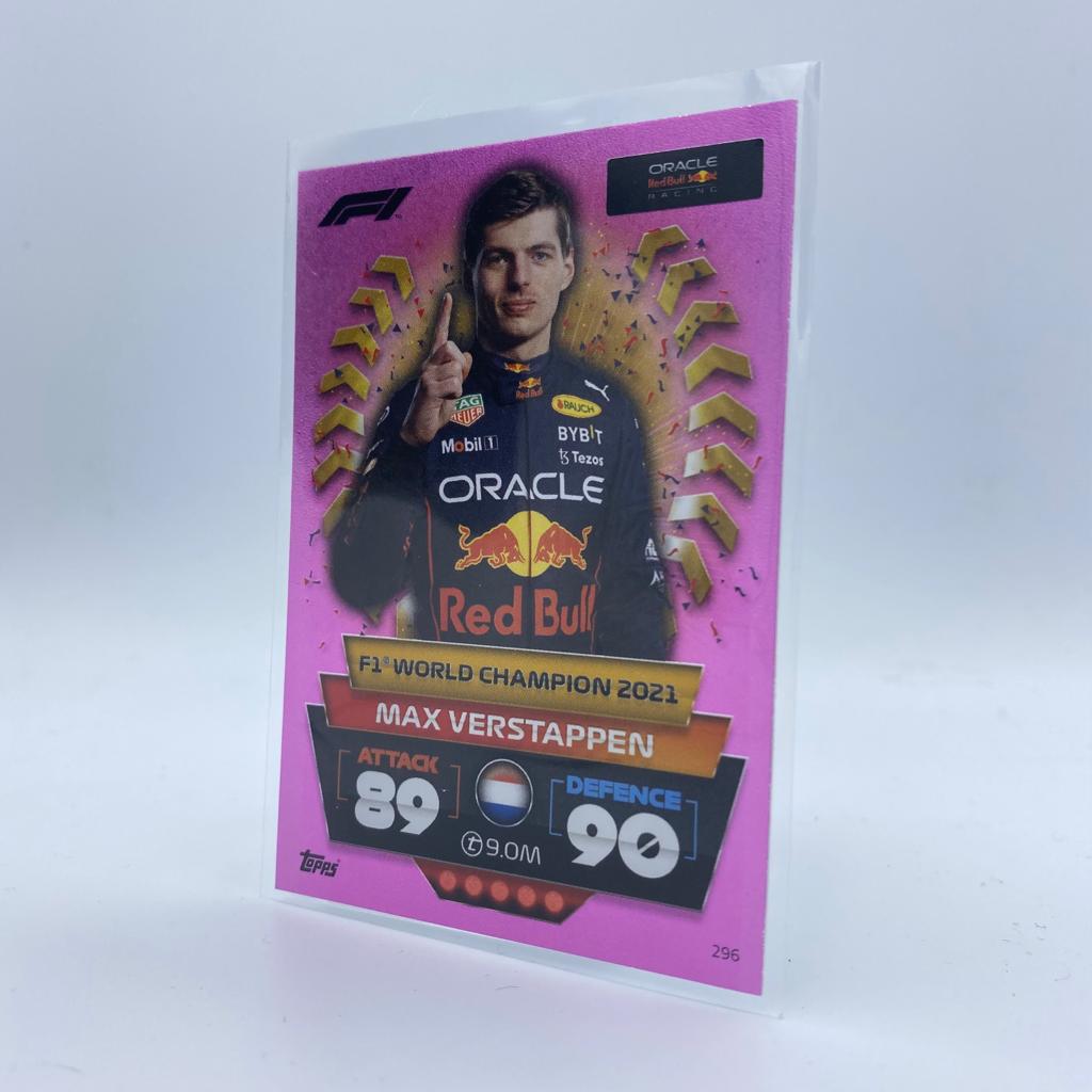 Max Verstappen 2021 F1 World Champion Pink Parallel Turbo Attax 2022 Trading Card - Collectible Sports Memorabilia for Formula 1 Fans & Card Collectors