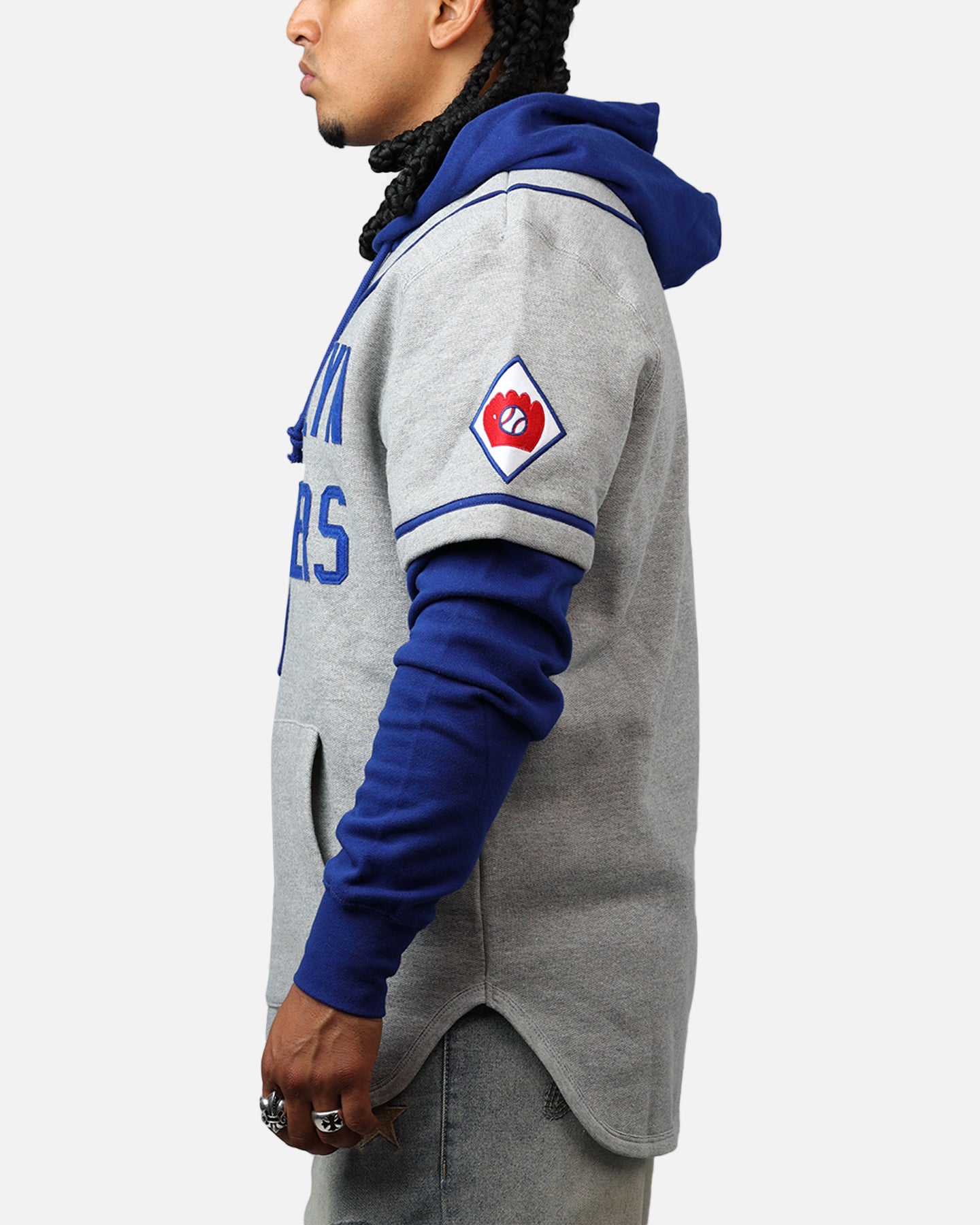 47 Brand Los Angeles Dodgers Game Hoodie Grey/Navy - MLB Licensed Pullover Sweatshirt for Men & Women - Perfect for Baseball Games, Tailgating & Casual Wear