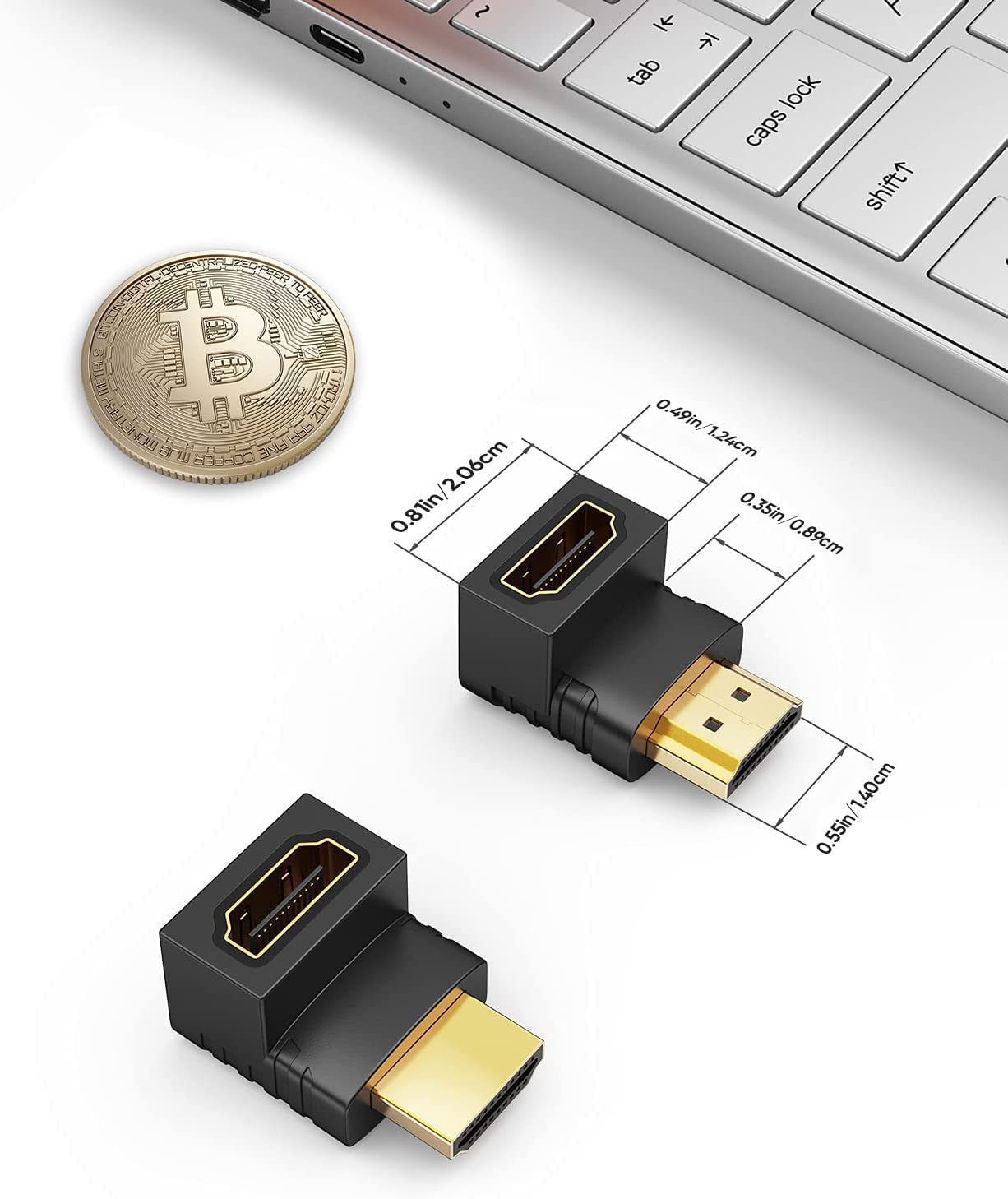 MVTECH HDMI Male to Female Adapter 4-Pack - 90 & 270 Degree HDMI Extender Coupler for 3D 4K Ultra HD - Compatible with TV, Fire Stick, Nintendo Switch, Xbox One, PS5, PS4, Laptop & PC (Black) - Perfect for Home Theater, Gaming & Office Setups