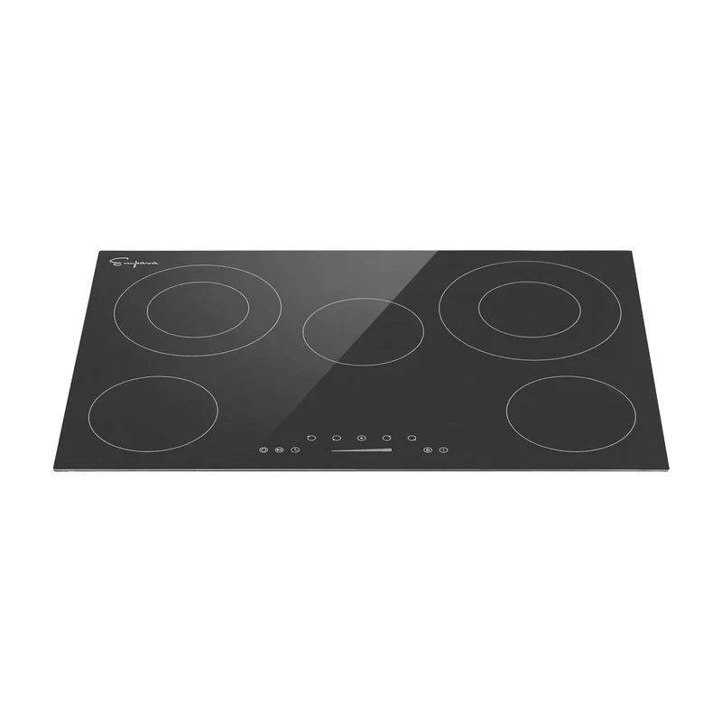 Empava 30-Inch 5-Burner Built-In Radiant Cooktop with Dual Element & Warm Zone - Black Glass Electric Stovetop for Modern Kitchens | Perfect for Home Chefs & Entertaining