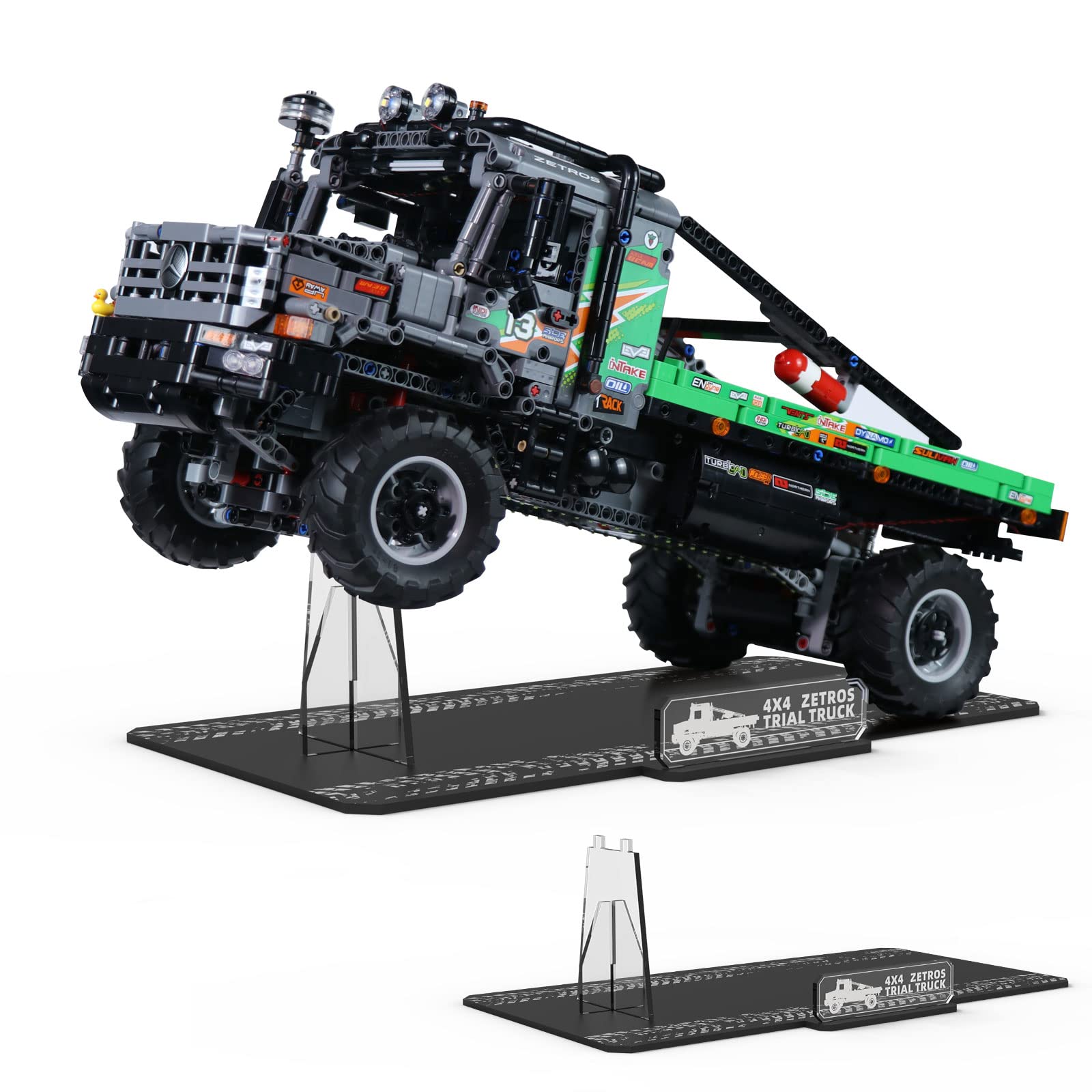 Acrylic Display Stand for Lego 4x4 Mercedes-Benz Zetros Trial Truck 42129 - Clear Transparent Building Block Model Holder - Vertical Durable Stable Bracket (Stand Only) - Perfect for Showcasing Collectibles & Home Office Decor