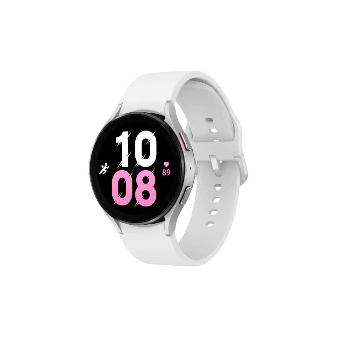 SAMSUNG Galaxy Watch 5 44mm Bluetooth Smartwatch with Body, Health, Fitness & Sleep Tracking | Long Battery Life | Sapphire Crystal Glass | Enhanced GPS | US Version | Silver Bezel & White Band | Perfect for Workouts, Running & Daily Activity Monitoring