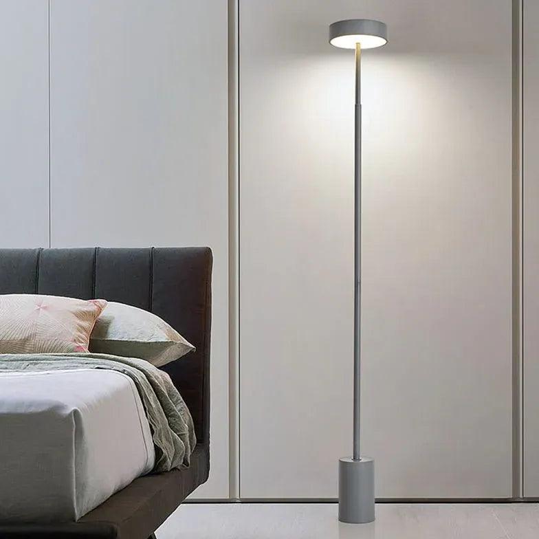 Sleek Modern Black Round Minimalist Floor Lamp - Adjustable Height for Living Room, Bedroom, or Office Lighting Decor