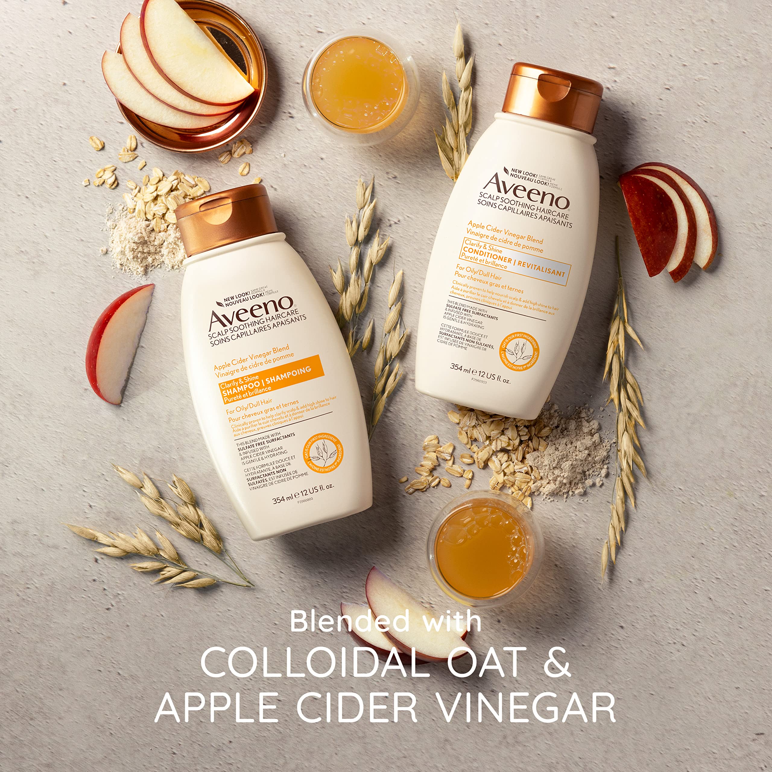 Aveeno Apple Cider Vinegar Blend Clarify & Shine Conditioner for Hair - 12oz (354ml) - Sulfate Free, Paraben Free - Perfect for Dry, Damaged & Frizzy Hair - Salon Quality Hair Care at Home