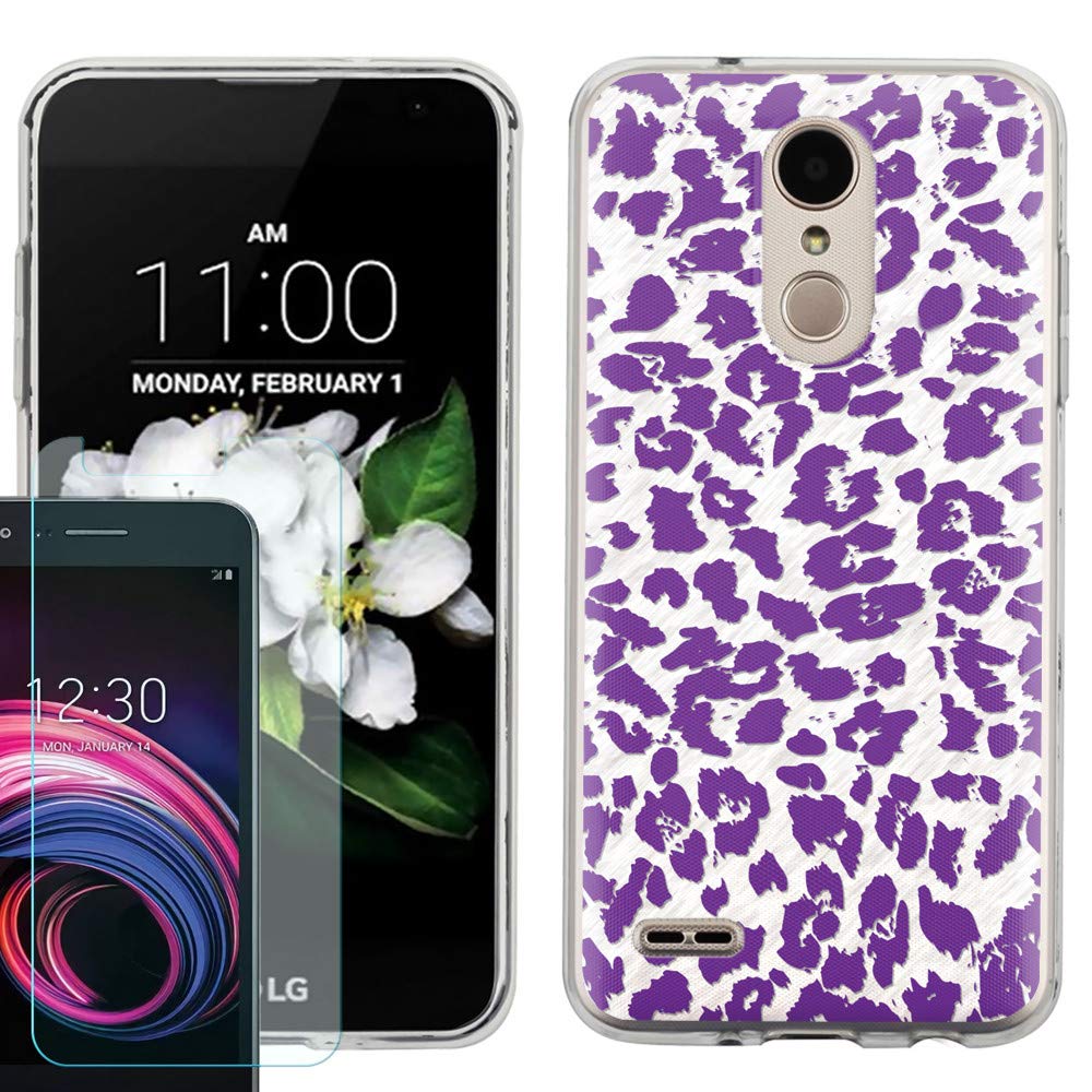 LG Aristo 2/Tribute Dynasty TPU Case with Screen Protector - Cheetah Purple for Daily Protection
