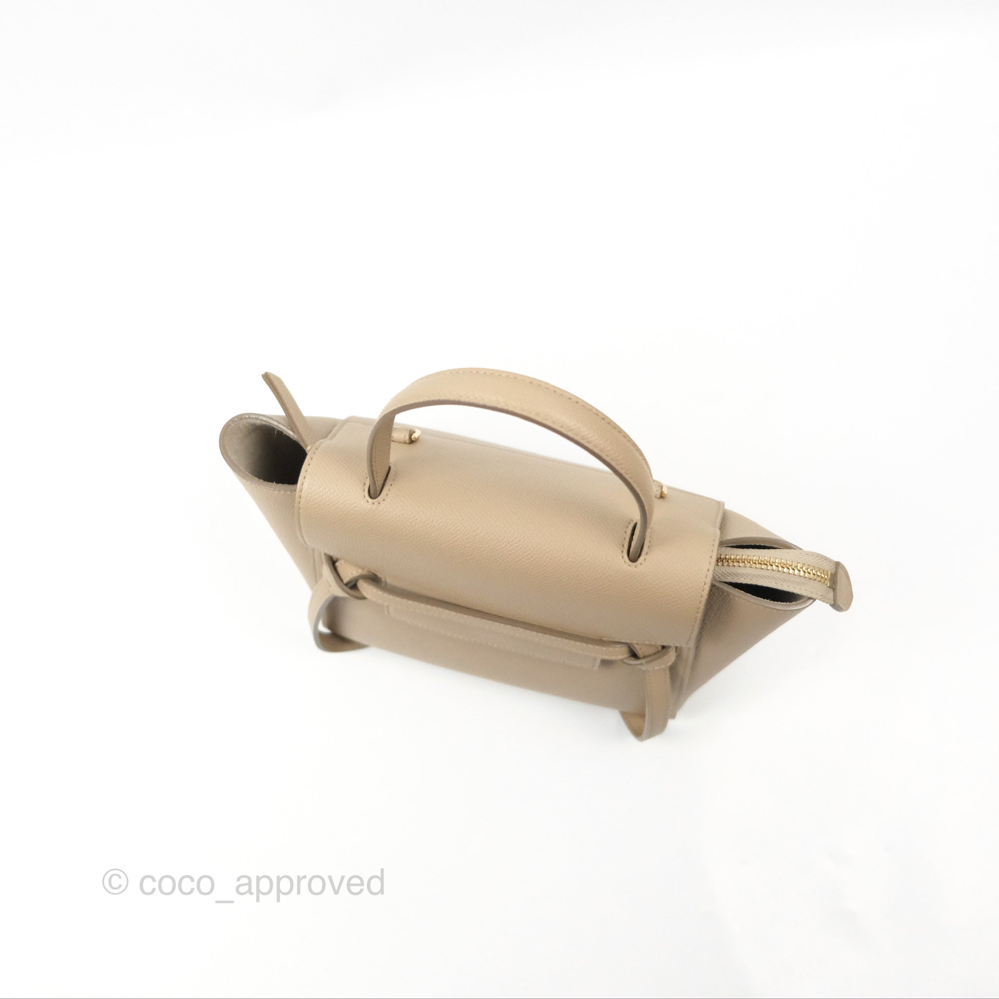 Celine Nano Belt Bag in Light Taupe Grained Calfskin with Gold Hardware - Perfect for Everyday Use, Work & Travel