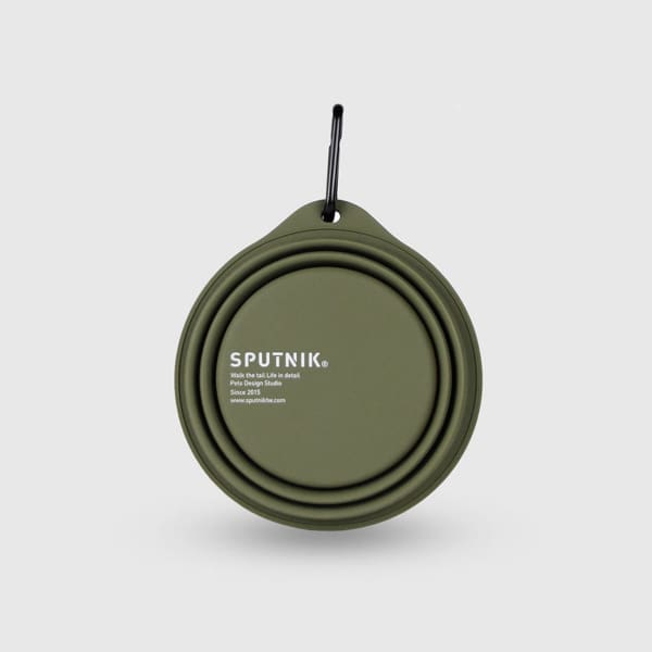 Foldable Sputnik Collapsible Green Pet Bowl - Portable Travel Dog & Cat Food Dish for Hiking, Camping, and Outdoor Adventures