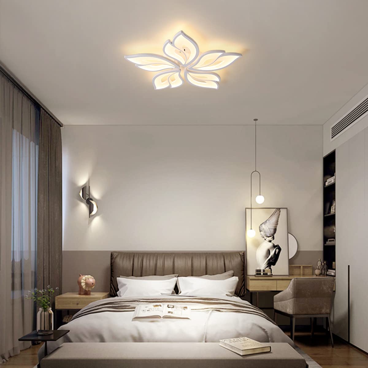 Becailyer 60W Dimmable LED Ceiling Light with Remote Control - 23.6