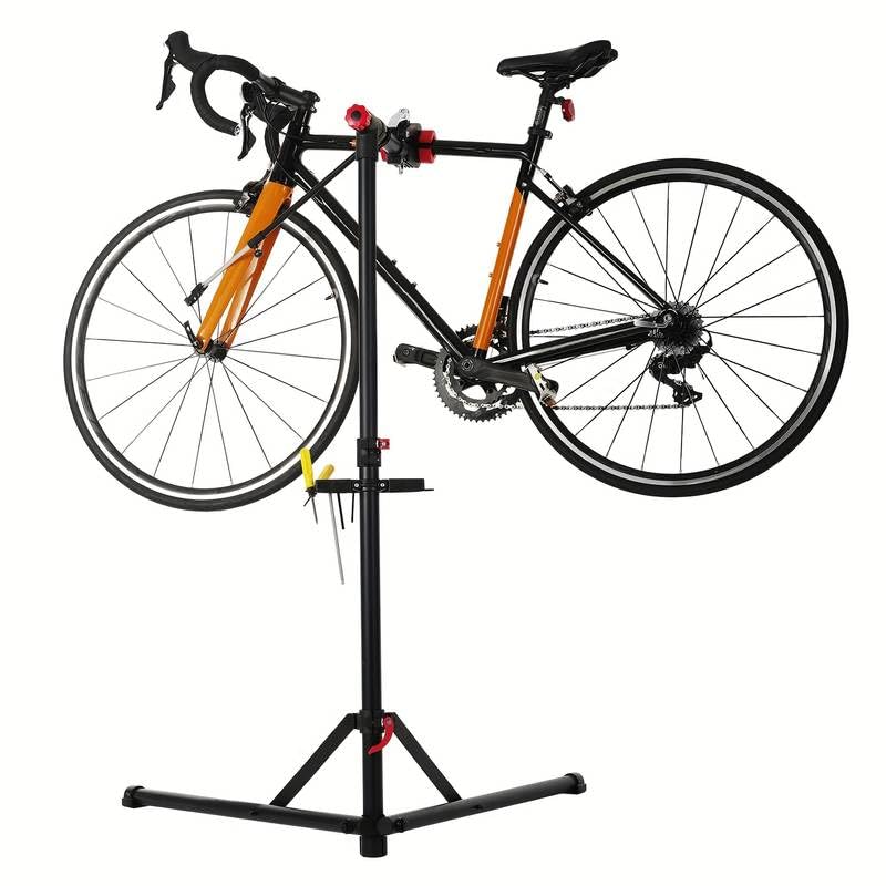 Stanz (TM) Adjustable Bike Repair Stand for E-Bikes, Mountain Bikes, Road Bikes & Fat Tire Bikes - Heavy Duty 55 LBS Capacity with Tool Tray - Perfect for Home Garage, Bike Shops & Outdoor Maintenance