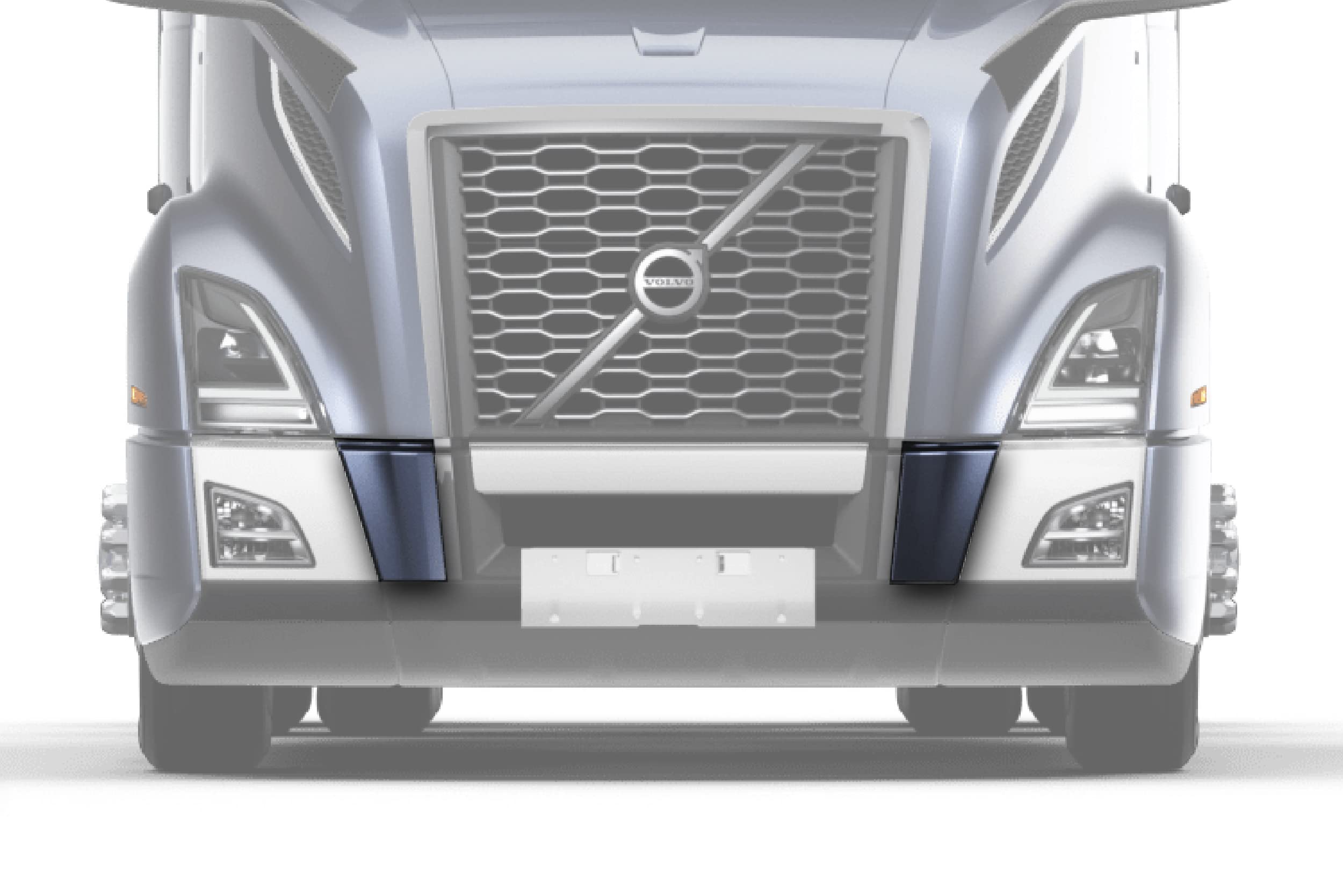 Volvo VNL 2018+ Right & Left Bumper Covers - KOZAK PLASTIC Replacement Parts with Logo Emblem, Stripe & Reflective Vest | Heavy Duty Truck Accessories for Long Haul Safety & Style