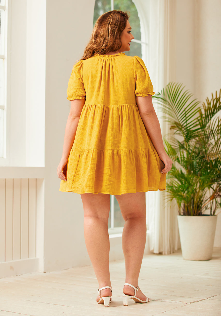 Sunshine Serenade Babydoll Dress - Flowy Summer Mini Dress for Women | Perfect for Beach Vacations, Date Nights & Music Festivals