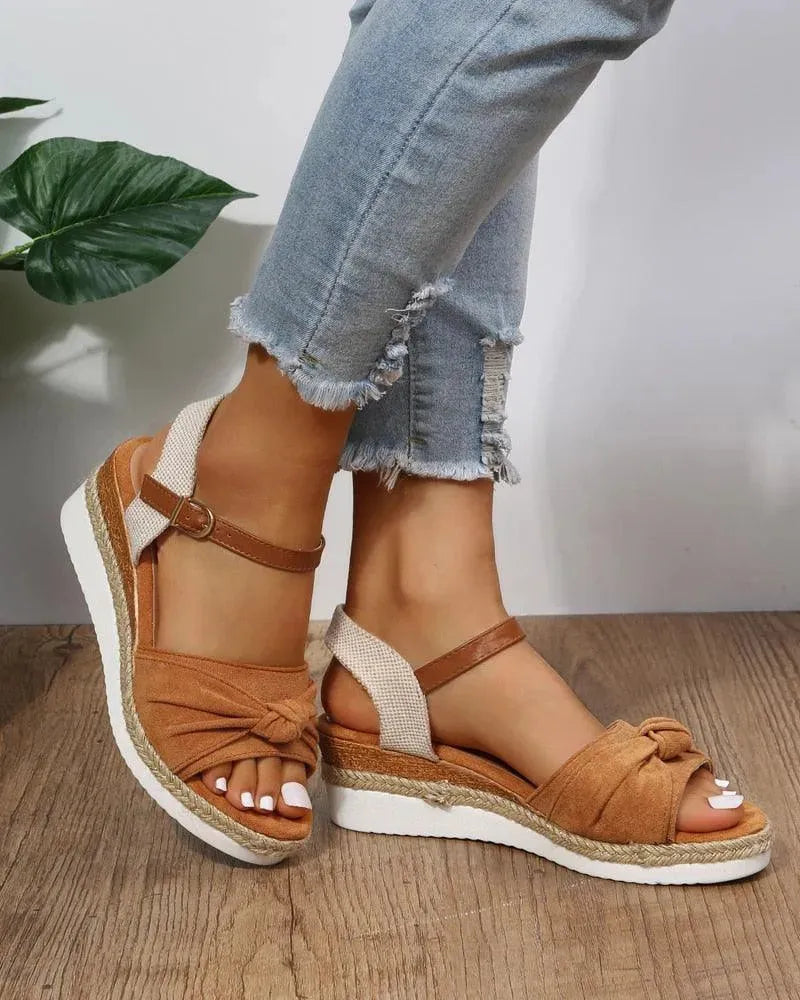 Comfortable Casual Knot Wedges Sandals for Women - Stylish Summer Beach Walking Shoes | Perfect for Vacation, Outdoors, and Daily Wear