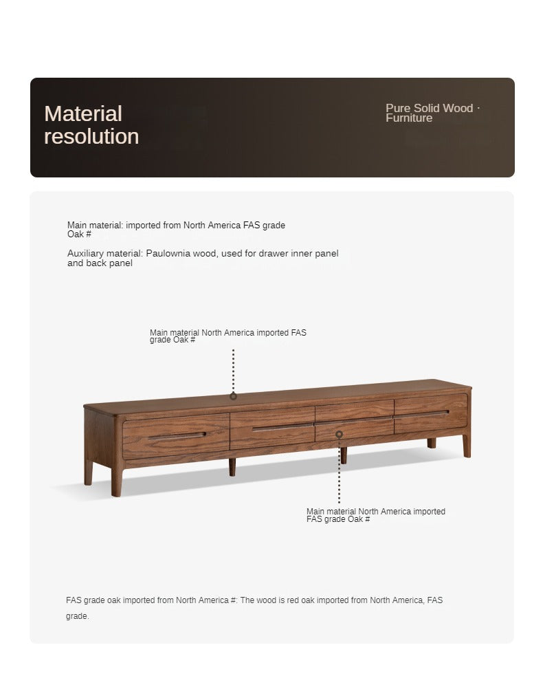 Solid Oak Wood TV Stand - Modern Entertainment Center with Storage Shelves for Living Room, Bedroom & Home Theater