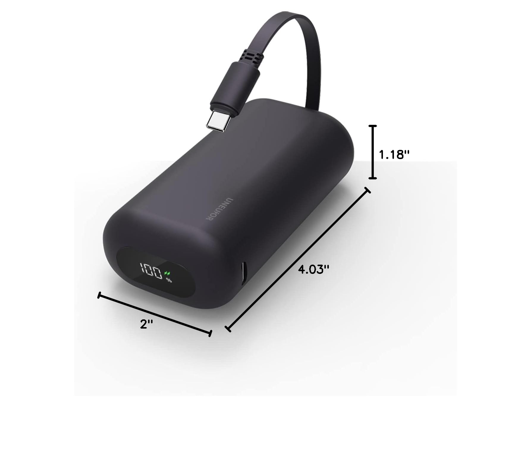 10000mAh Portable Charger with Built-in USB-C Cable - 18W PD Fast Charging Power Bank for iPhone 15/Pro/Plus, Samsung Galaxy S23/S22/S21 - Ultra Compact External Battery Pack for Travel, Camping & Emergency Charging (Black)