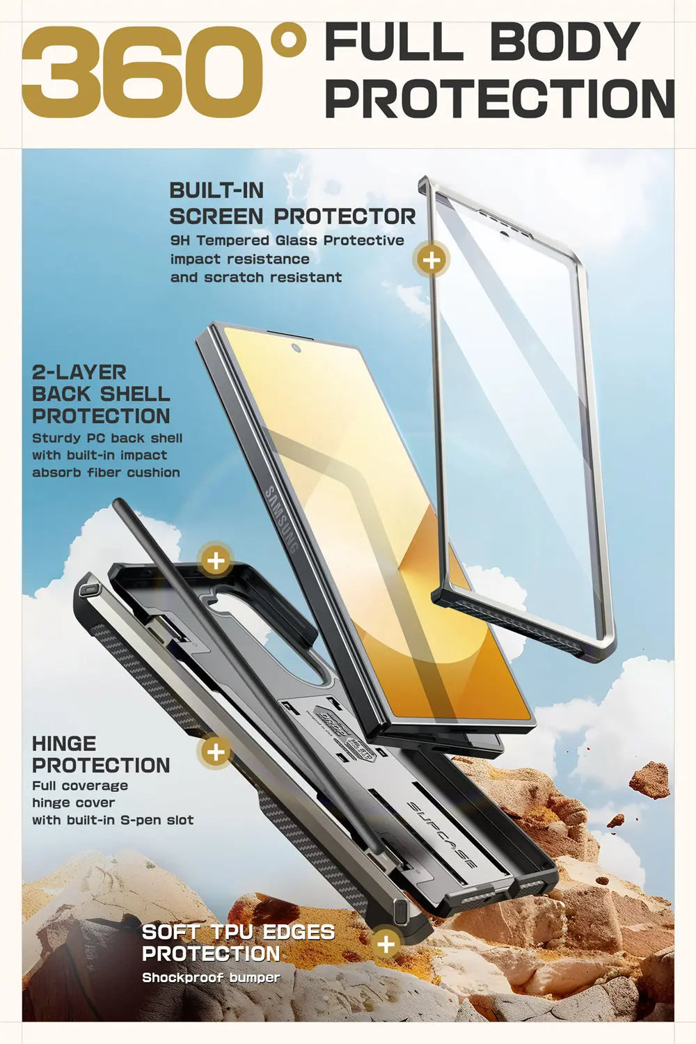 SUPCASE Unicorn Beetle Pro Rugged Case for Samsung Galaxy Z Fold 6 - Shockproof Protective Cover with Built-in Screen Protector | Perfect for Outdoor, Work & Travel Use