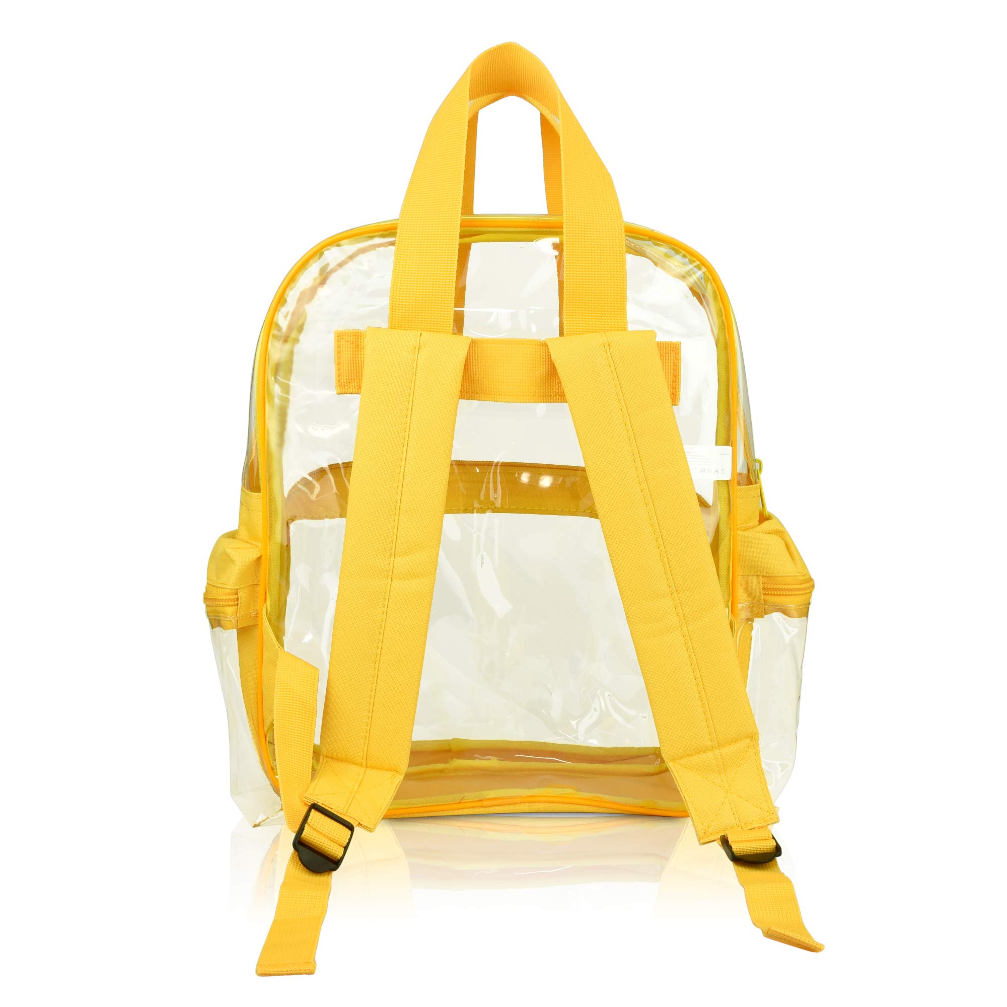 DALIX Clear Backpacks Bulk 50 Pack - Small Transparent Book Bags for School, Work & Travel - Gold Zipper Backpack Set for Students, Teachers & Office Professionals
