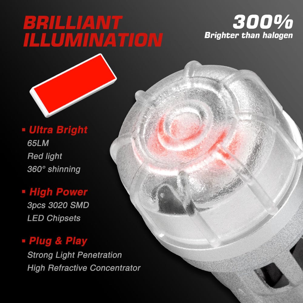 T10 LED Bulbs - 158 161 168 194 T10R Red Signal Lights for Front Backup & Tail Lights - Perfect for Cars, Trucks, Motorcycles & Boats
