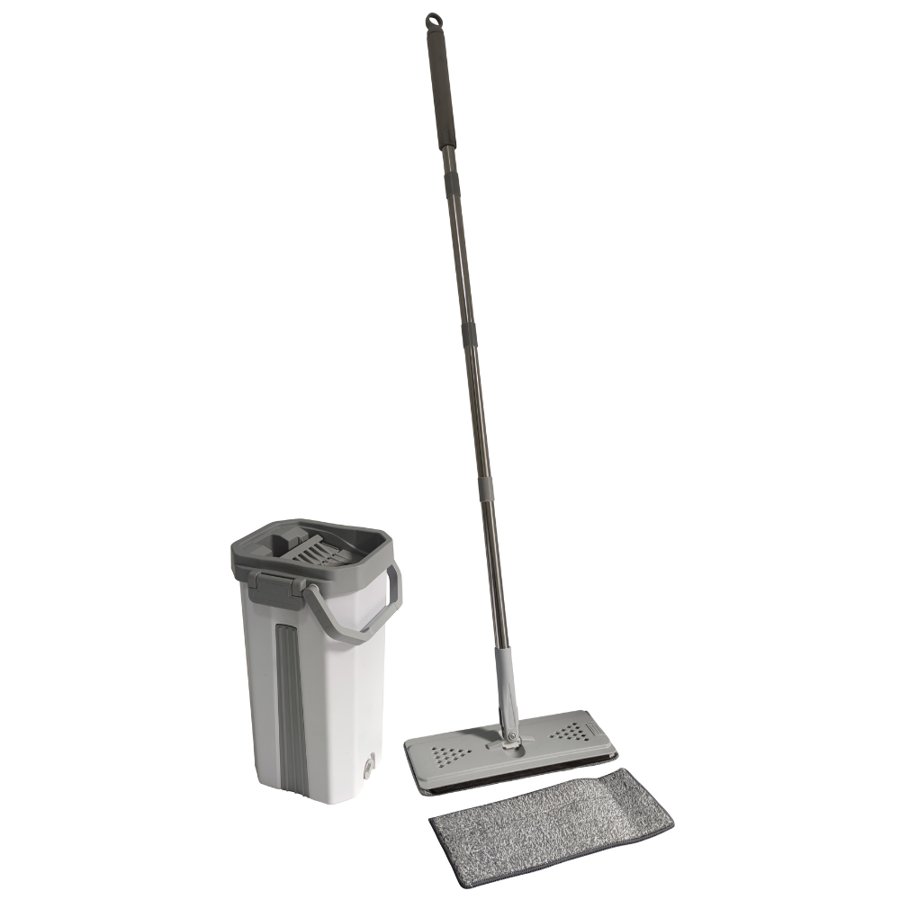 Self-Washing Rocket Mop with Drying Bracket System & EVA Scraper - Effortless Floor Cleaning for Hardwood, Tile & Laminate - Perfect for Homes, Kitchens & Bathrooms