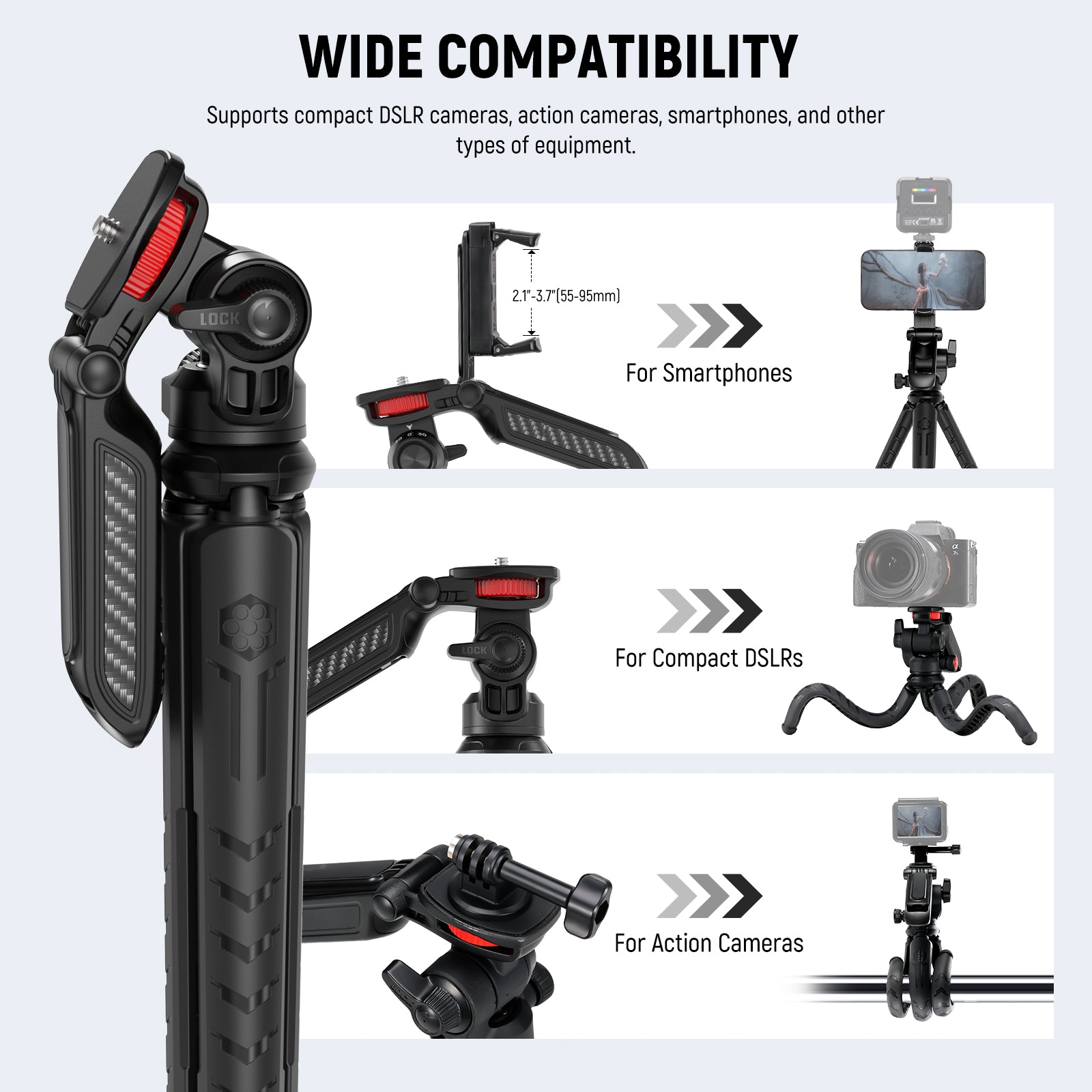 NEEWER TP36 Flexible Mini Tripod Stand with Wireless Remote - Portable Phone & Camera Tripod for Vlogging, Photography, Travel, and Live Streaming