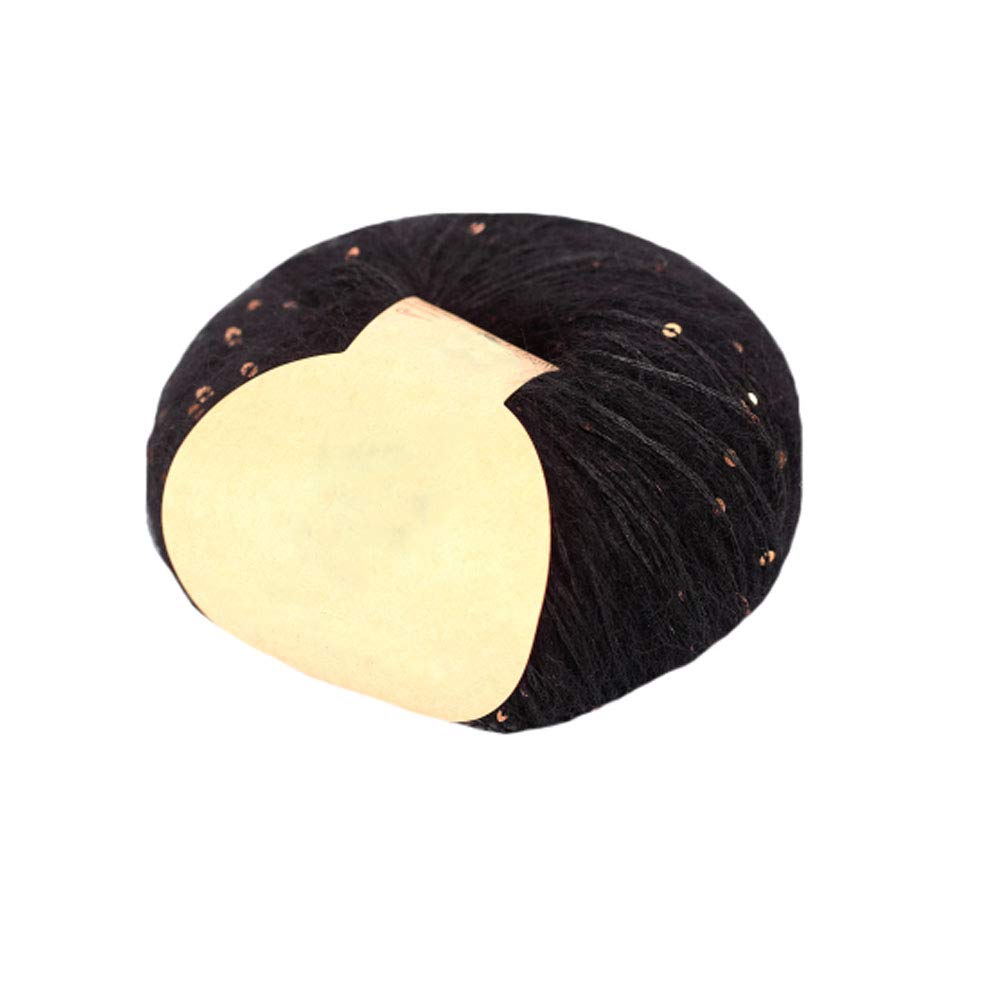 200g Lurex Mohair Yarn - Black Gold Sparkle Wool with Sequins | Soft & Shiny Crochet Knitting Yarn for DIY Winter Hats, Sweaters, Shawls | Perfect for Handmade Gifts, Cozy Winter Accessories & Festive Holiday Crafts
