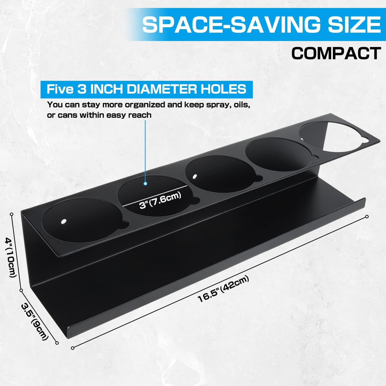 SHZONS Heavy Duty Steel Spray Can Holder - 5 Hole Paint Bottle Organizer Shelf for Aerosol Storage | Space-Saving Workshop & Garage Organization Solution | Perfect for DIY Projects, Auto Repair & Home Maintenance