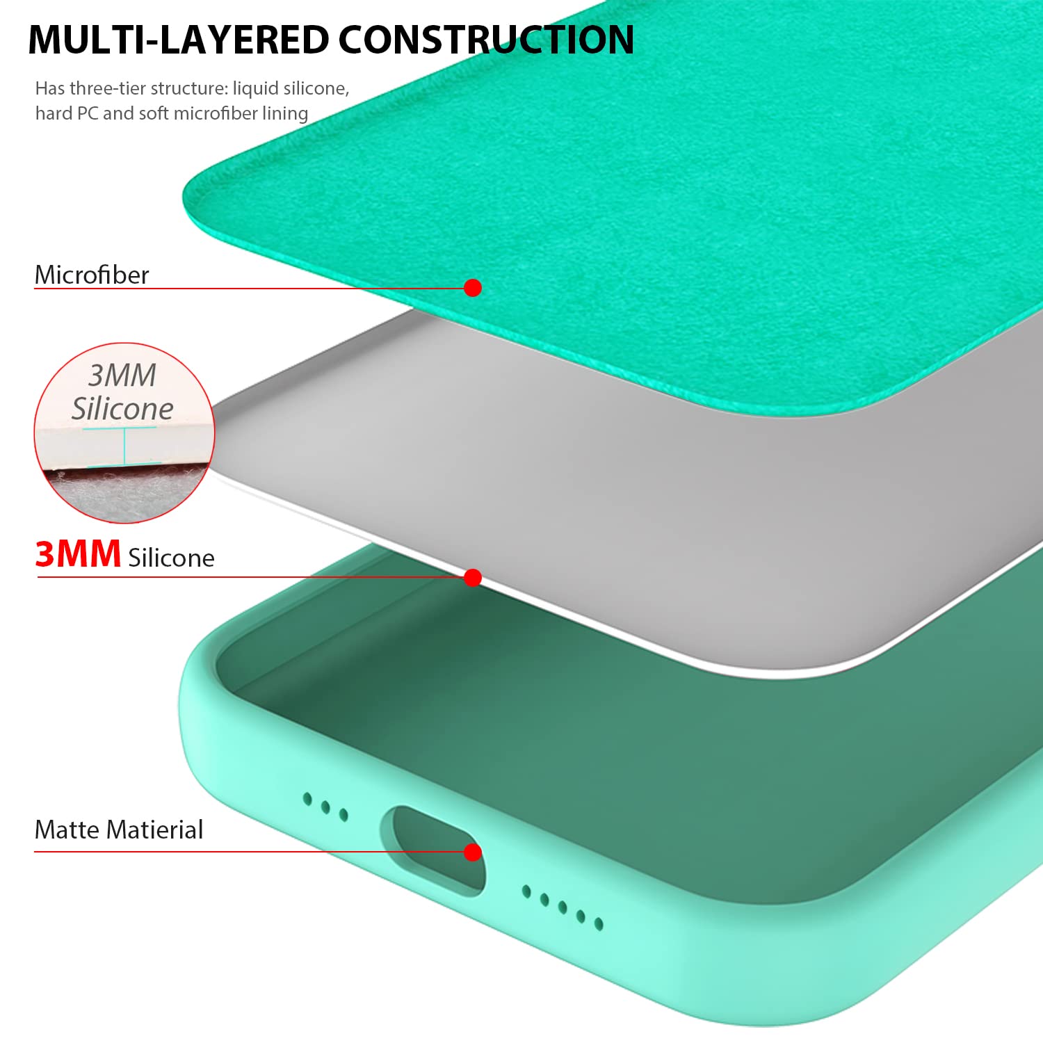 ZUSLAB Ultra-Thin Silicone Case for Apple iPhone 12/12 Pro - Liquid Silicone Rubber Shockproof Cover with Full Protection (Mint Green) | Perfect for Everyday Use, Travel & Outdoor Activities