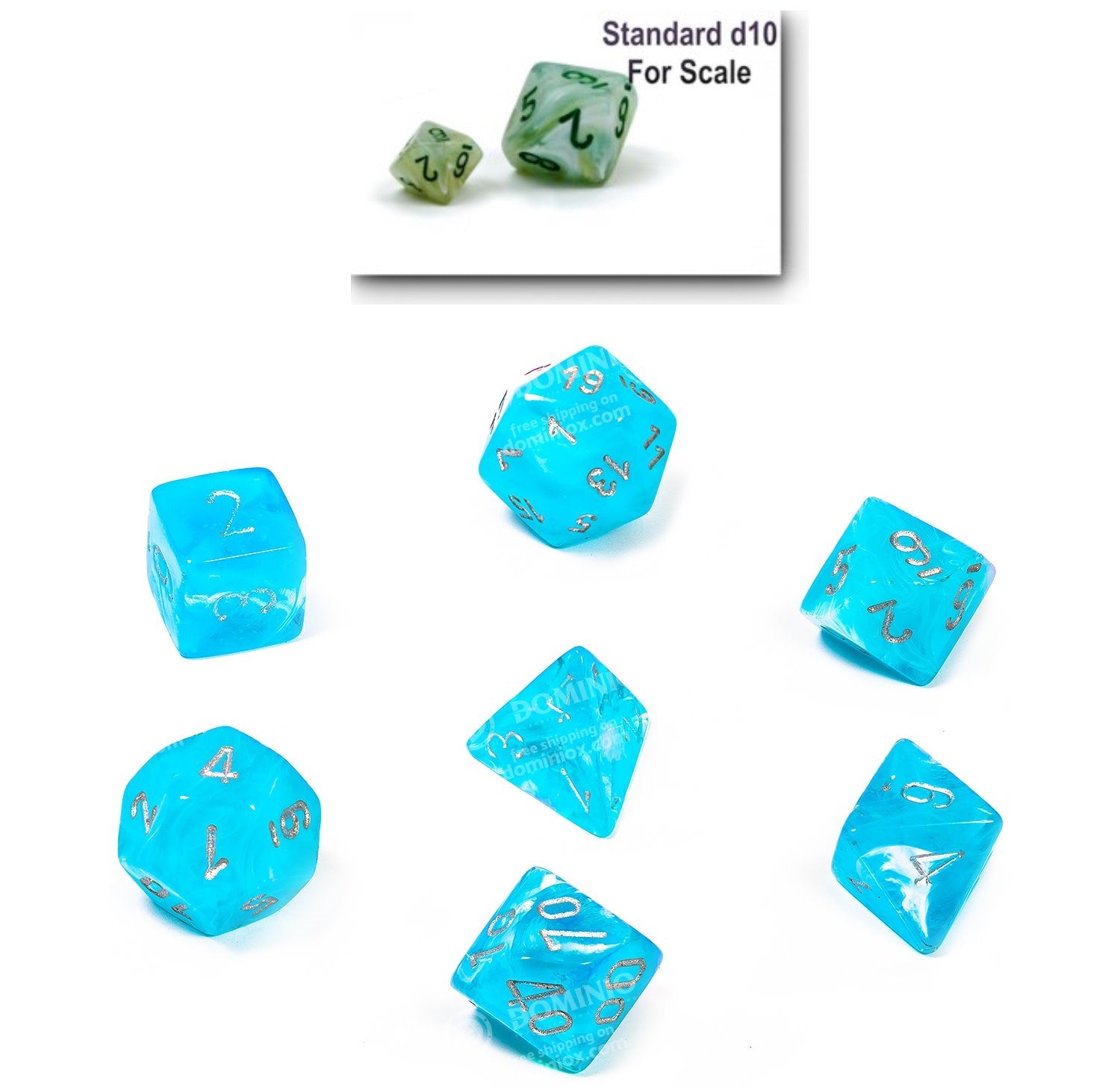 Chessex Polyhedral 7-Dice Set - Luminary Sky with Silver Finish | Perfect for D&D, RPGs, Board Games & Collectors | Premium Gaming Dice for Tabletop Adventures