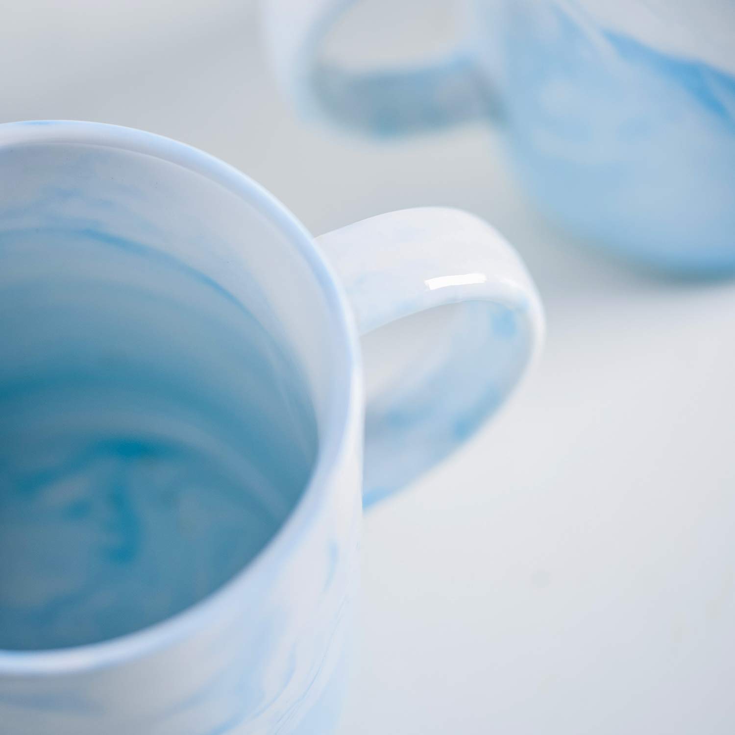 **Yundu 12oz Blue Marble Ceramic Coffee Mugs Set of 4 - Stackable Latte Cups with Handle, Microwave & Dishwasher Safe - Perfect for Home, Office, and Gifts**