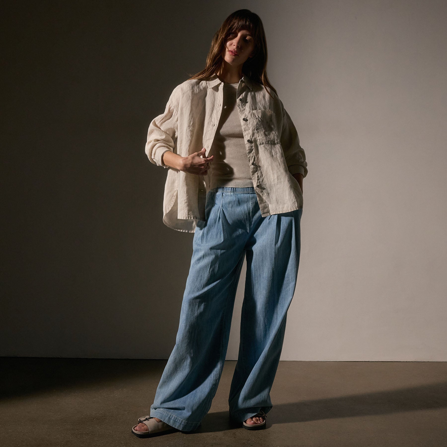 Linen Oversized Shirt for Women - Soft & Breathable Salt Pigment Button Down Top - Casual Loose Fit Long Sleeve Blouse for Summer, Beach & Outdoor Activities