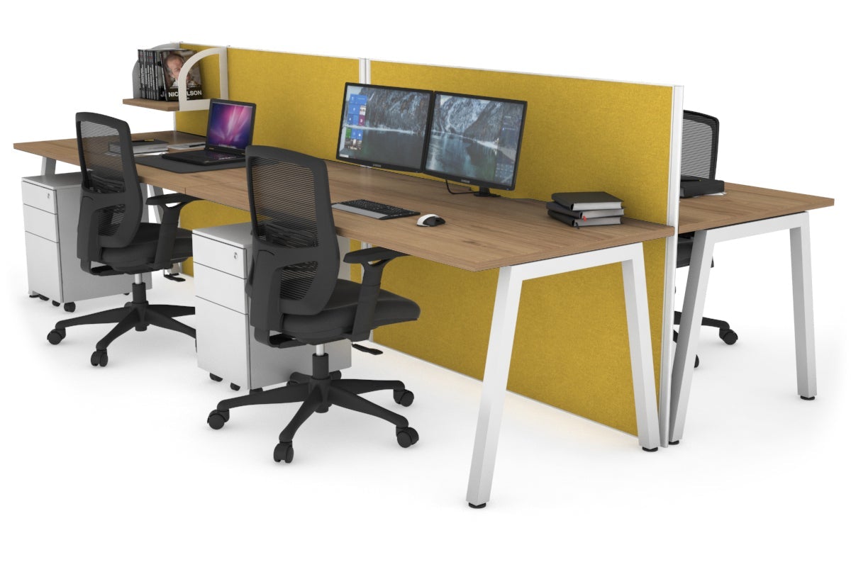 Horizon Quadro 4-Person Office Workstation Bench with A-Legs - 1600mm x 800mm Dimensions & Cable Management Scallop - Perfect for Collaborative Workspaces, Coworking Offices & Team Meetings