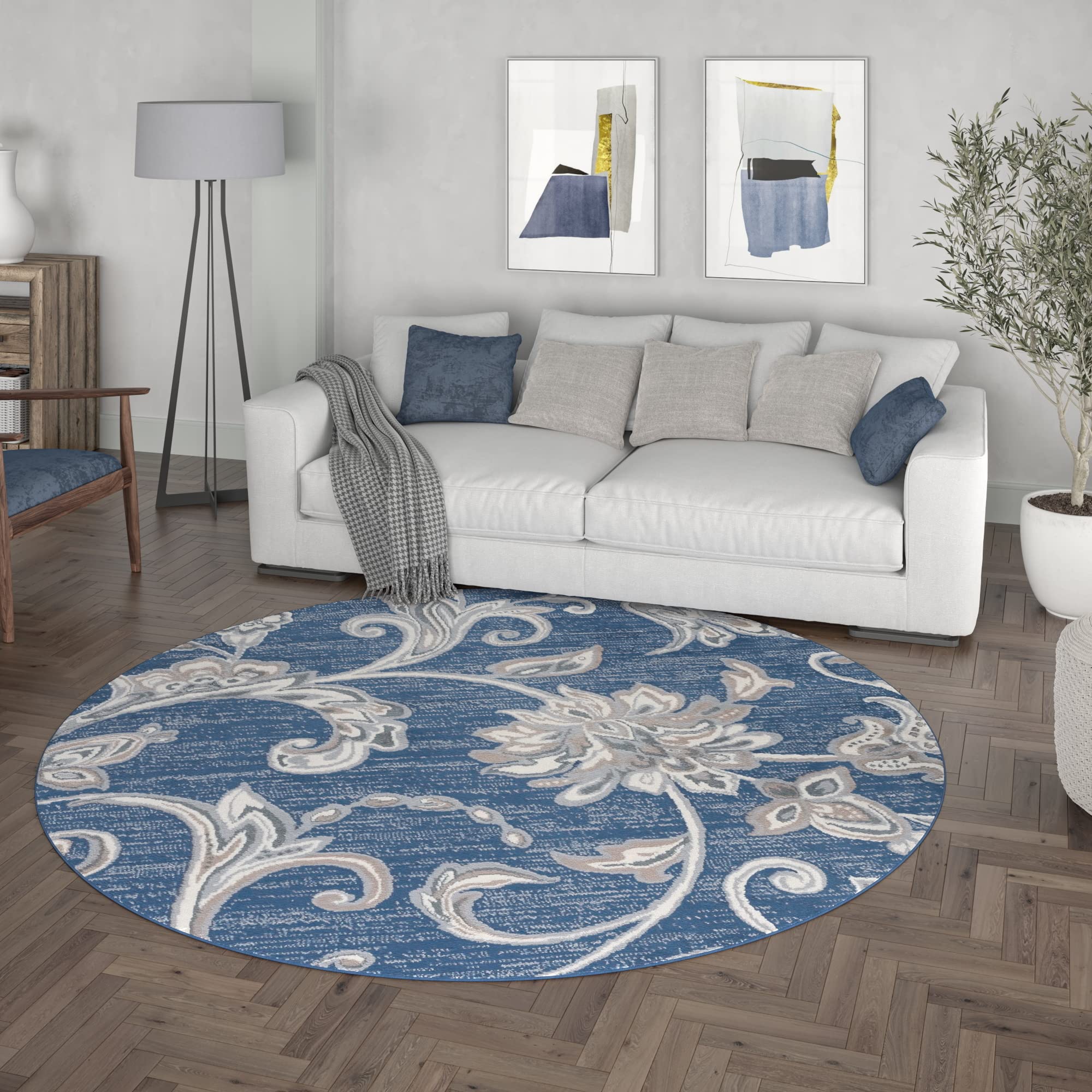 Navy Blue 6ft Round Modern Area Rug - Soft Indoor Carpet for Living Room, Bedroom, Dining Room, Kitchen & Entryway - Contemporary Home Decor - Perfect for Cozy Spaces & High-Traffic Areas