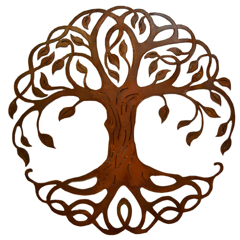 American Made Rustic Metal Celtic Tree of Life Wall Art Sculpture – 23 Inch Outdoor Decorative Garden Patio Hanging Art