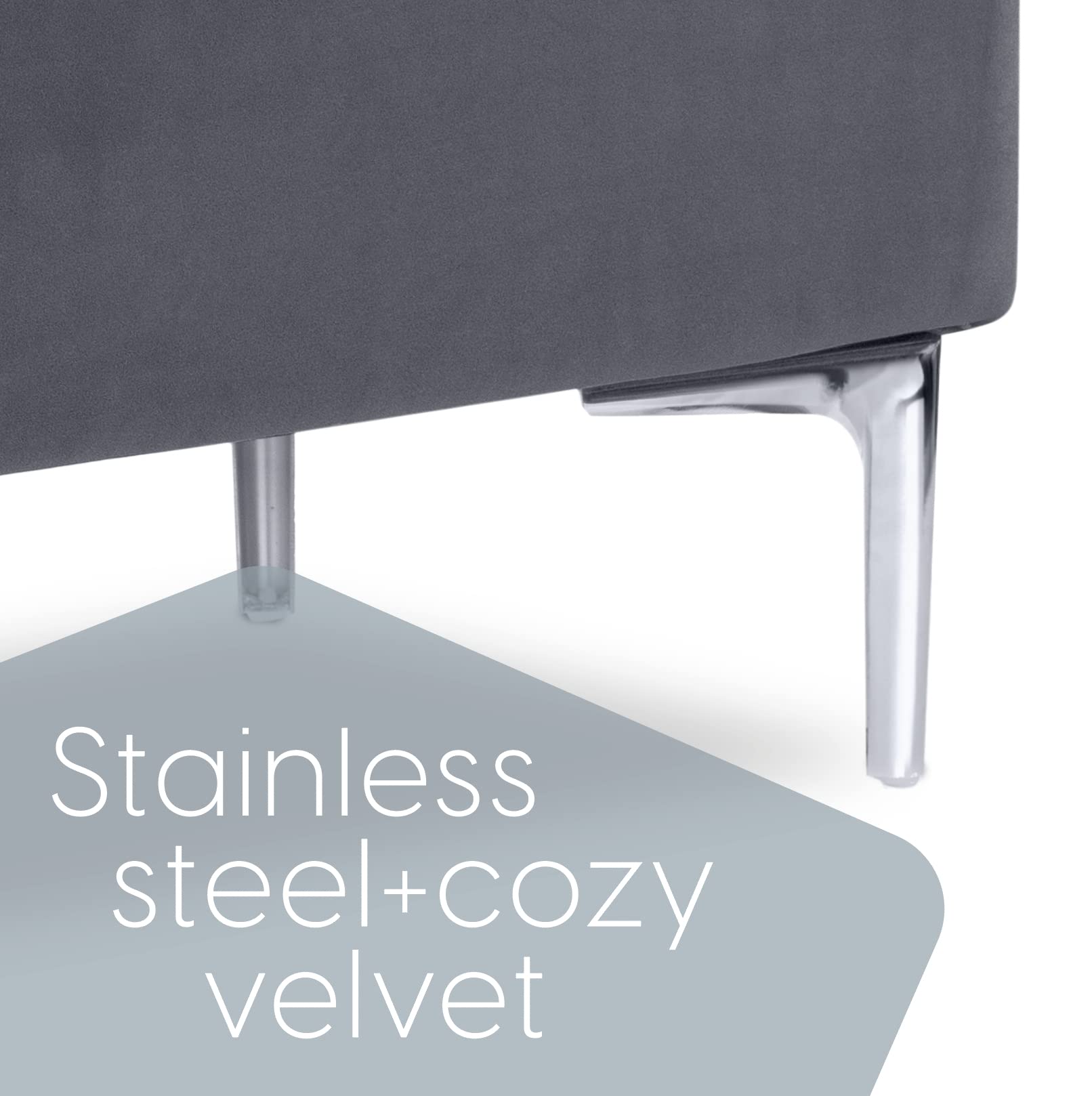Milliard Modern Storage Ottoman Bench - 39 Inch Velvet Grey Upholstered, Multi-Purpose Furniture for Living Room, Entryway, Bedroom & Home Decor | Perfect for Extra Seating, Hidden Storage & Stylish Home Organization